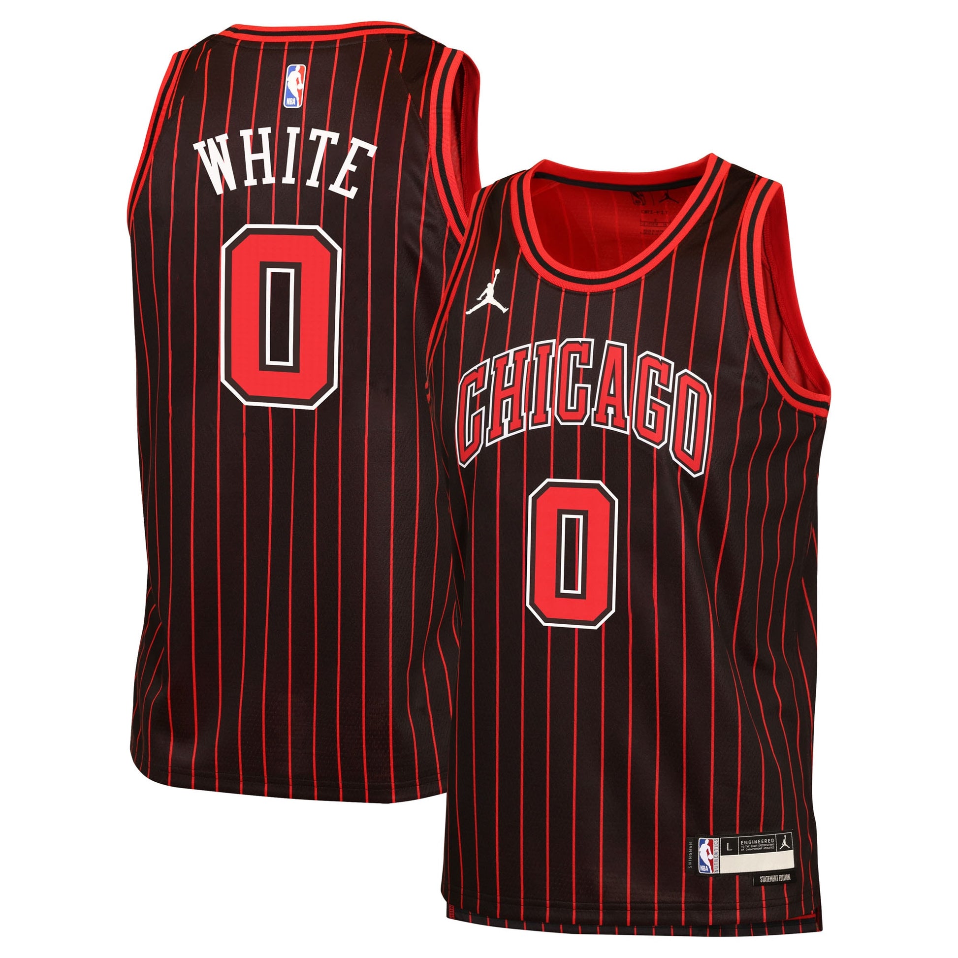 Youth Chicago Bulls Coby White Jordan Brand Black Swingman Jersey - Statement Edition