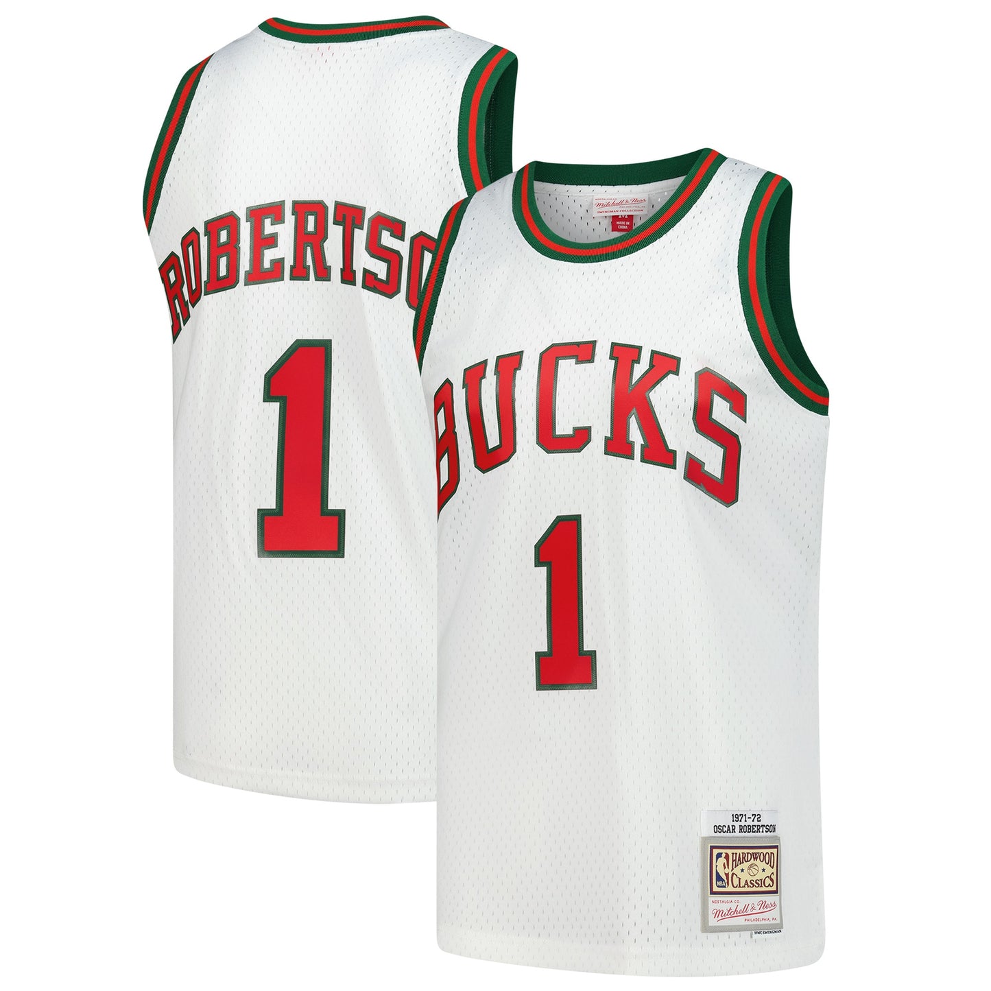 Men's Milwaukee Bucks Oscar Robertson Mitchell & Ness White Hardwood Classics Swingman Jersey
