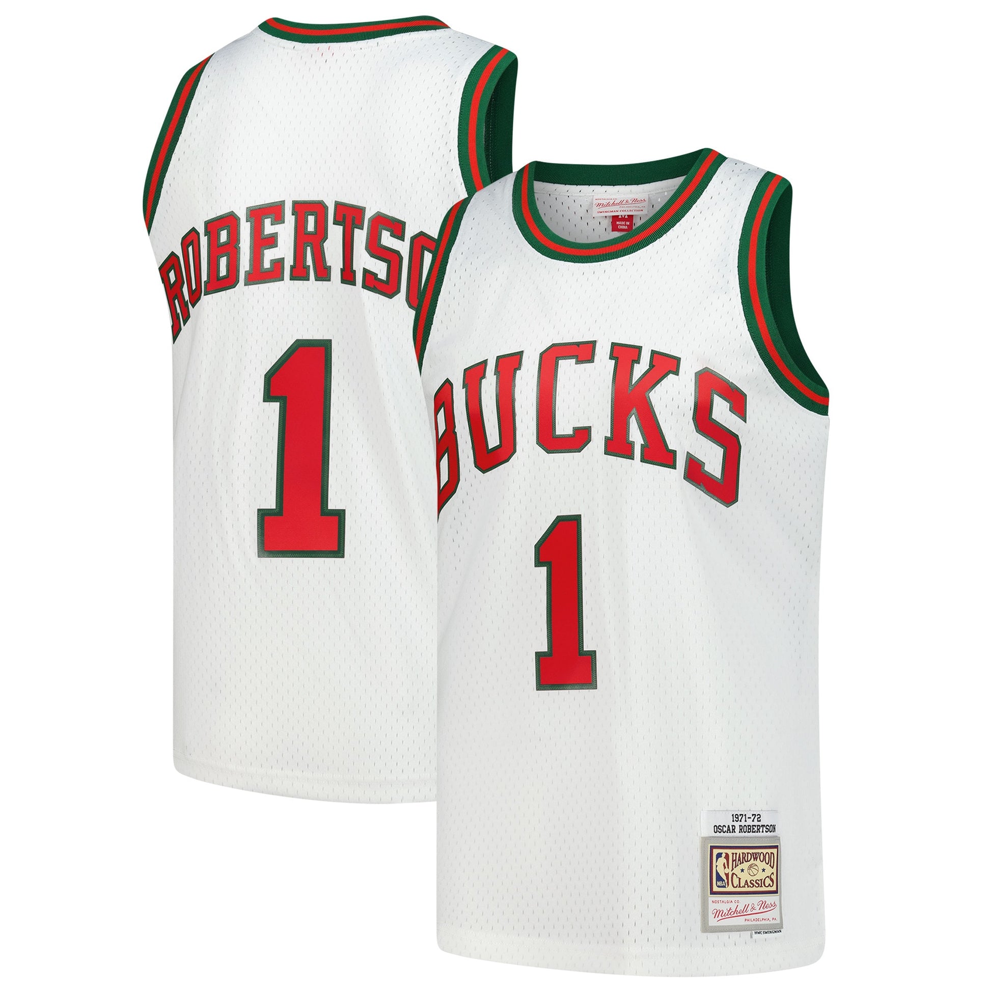 Men's Milwaukee Bucks Oscar Robertson Mitchell & Ness White Hardwood Classics Swingman Jersey