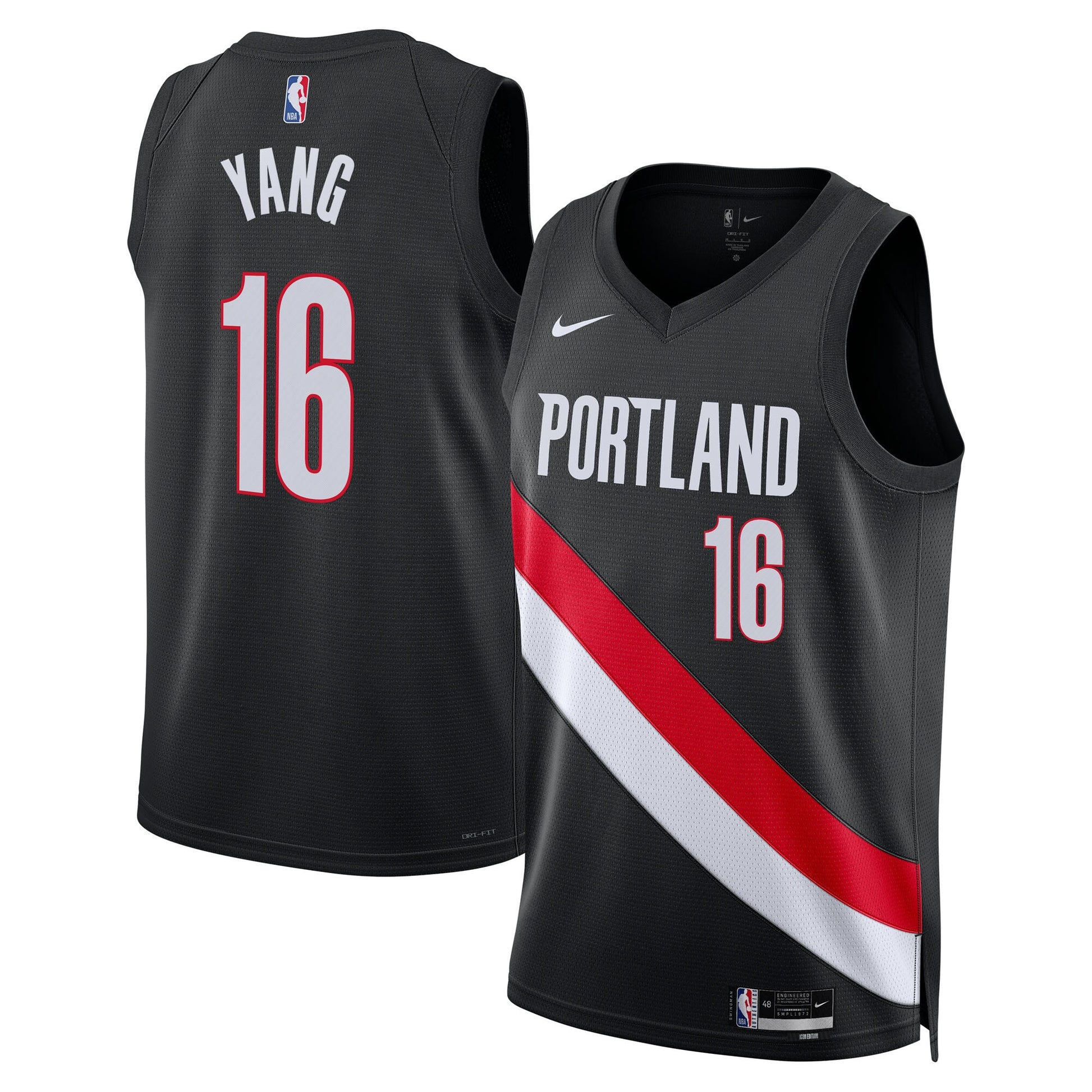 Unisex Portland Trail Blazers Yang Hansen Nike Black Swingman Jersey - Icon Edition