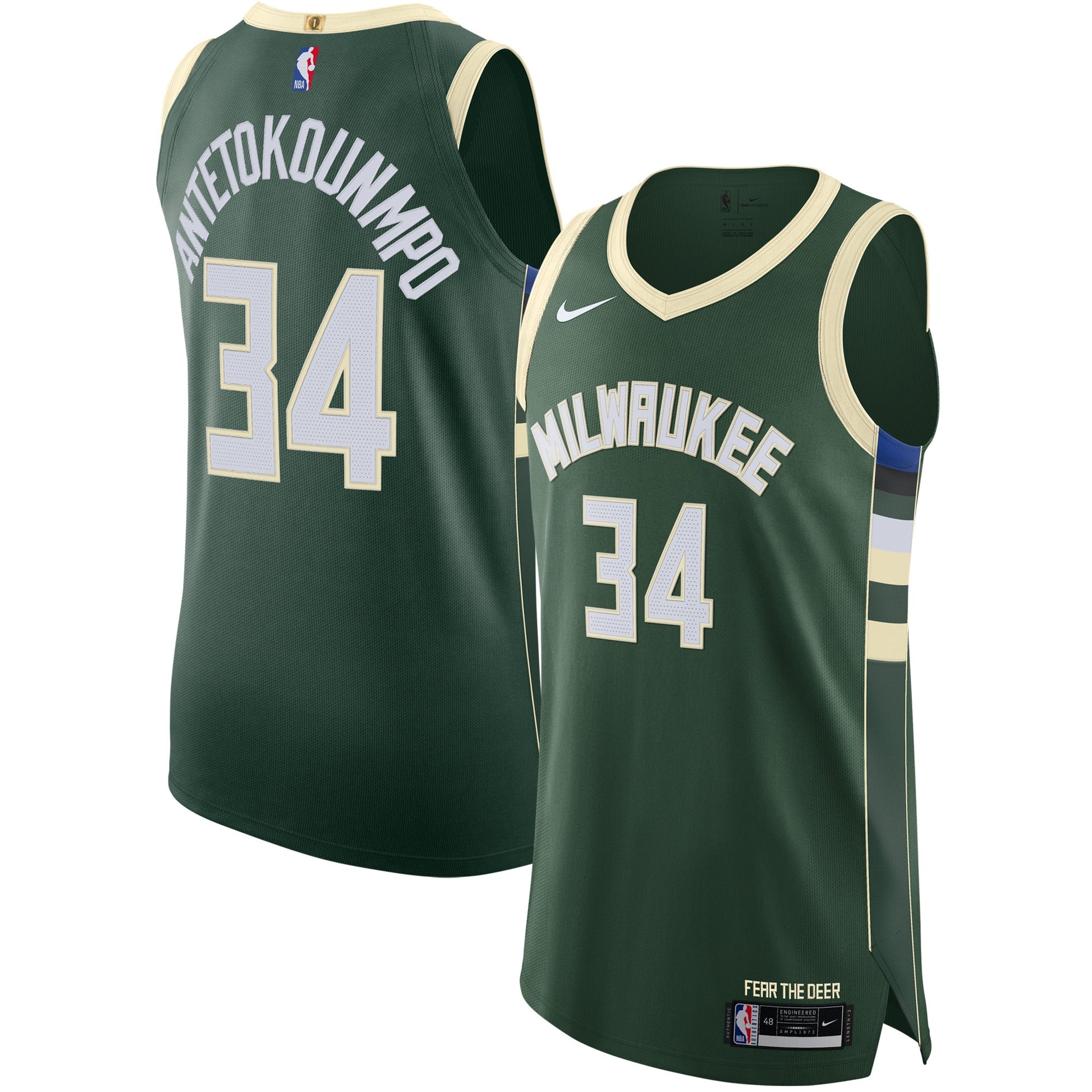 Men's Milwaukee Bucks Giannis Antetokounmpo Nike Hunter Green Authentic Jersey - Icon Edition