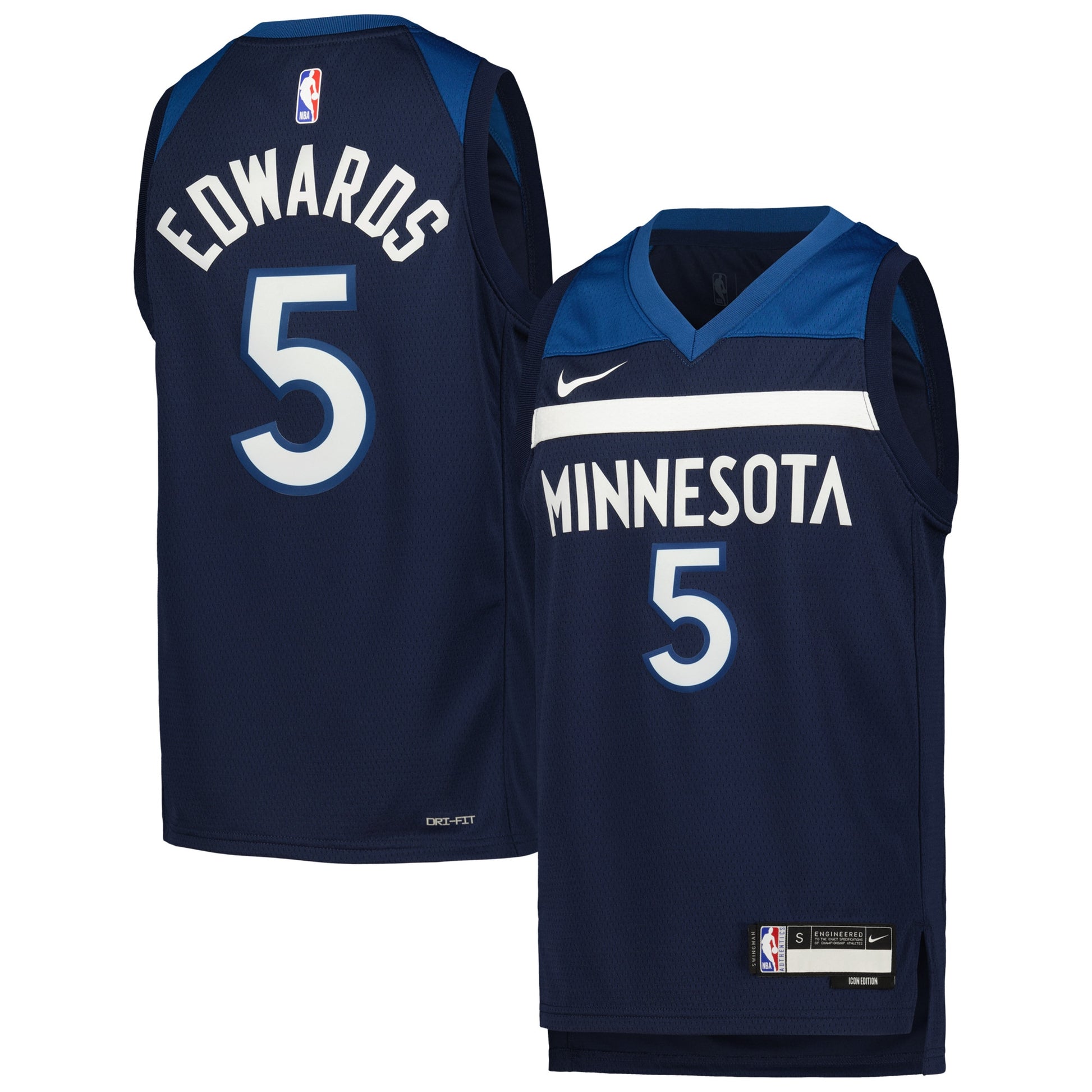 Youth Minnesota Timberwolves Anthony Edwards Nike Navy Swingman Jersey - Icon Edition