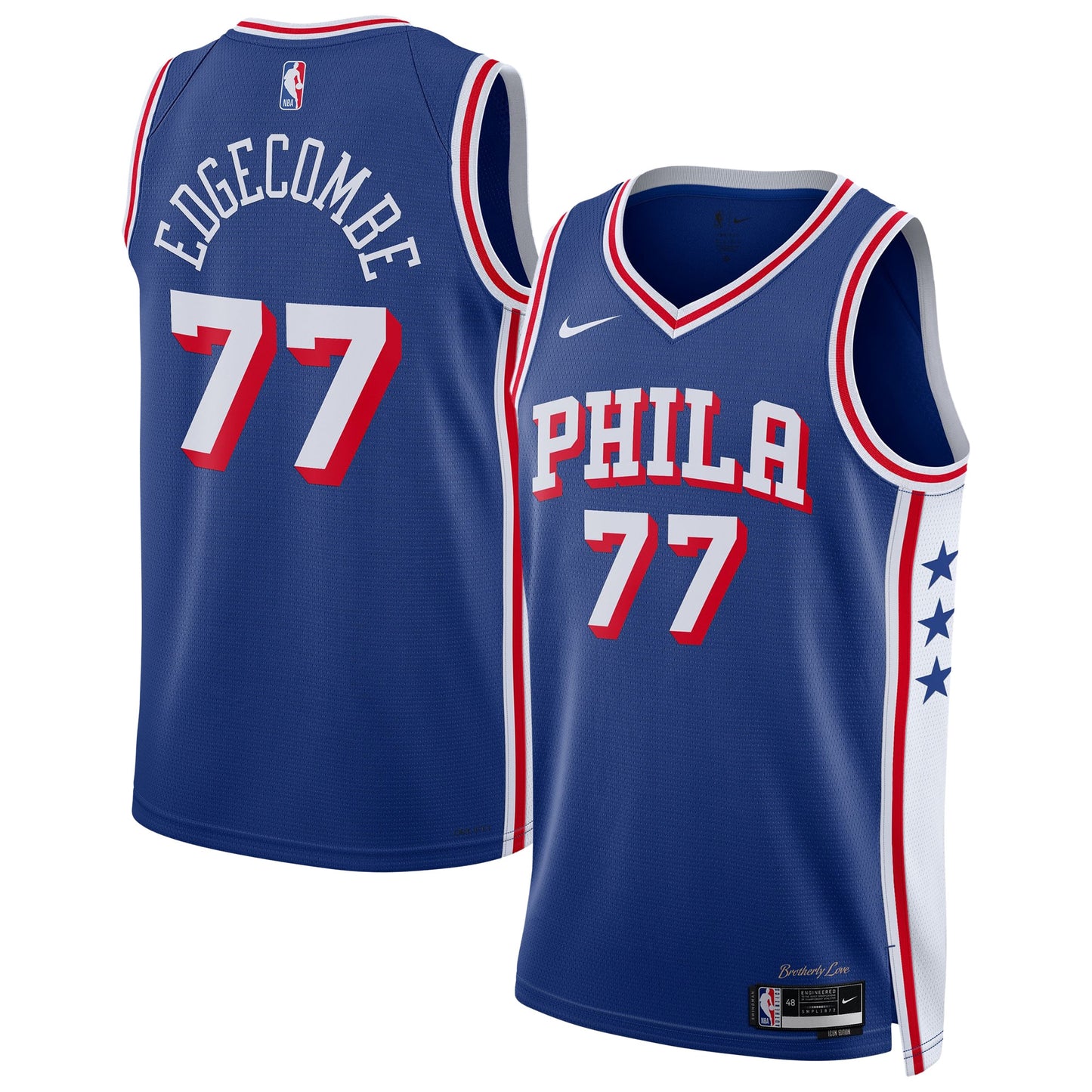 Unisex Philadelphia 76ers VJ Edgecombe Nike Royal Swingman Jersey - Icon Edition