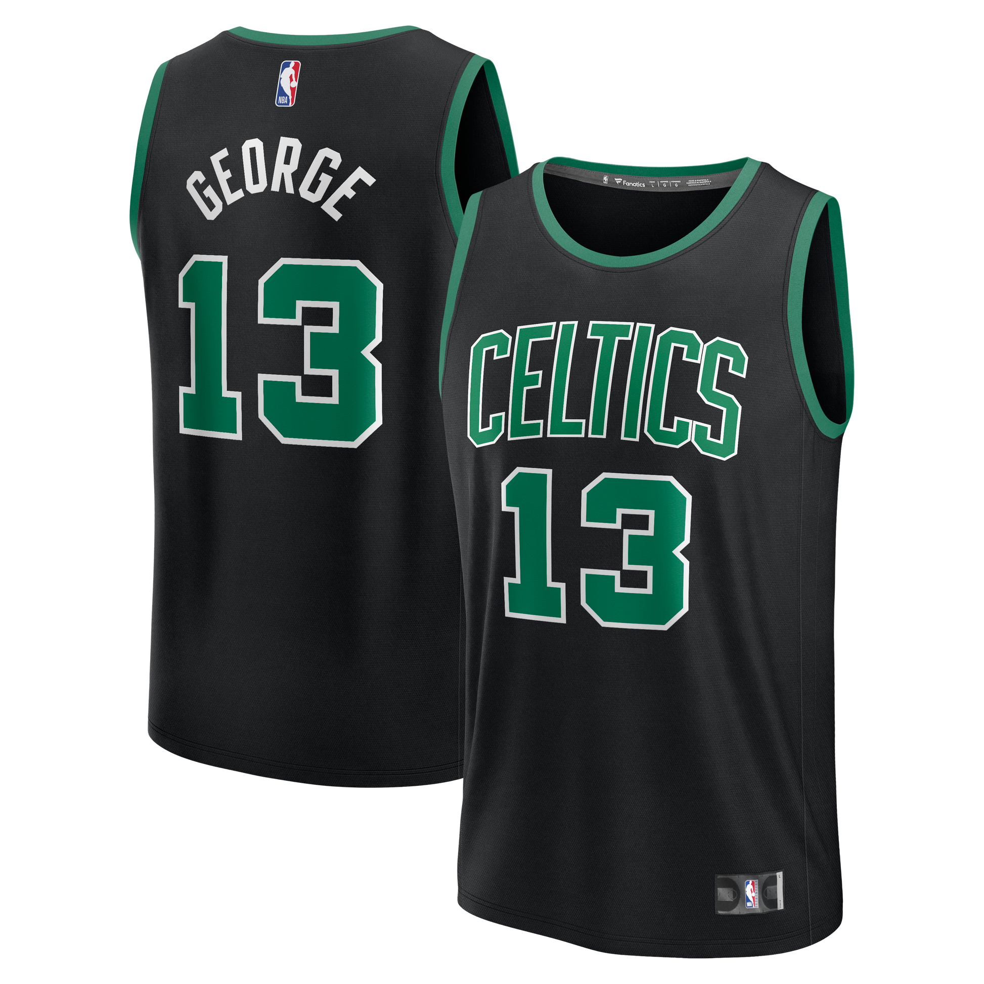 Men's Boston Celtics Paul George Fanatics Black Fast Break Replica Jersey - Statement Edition