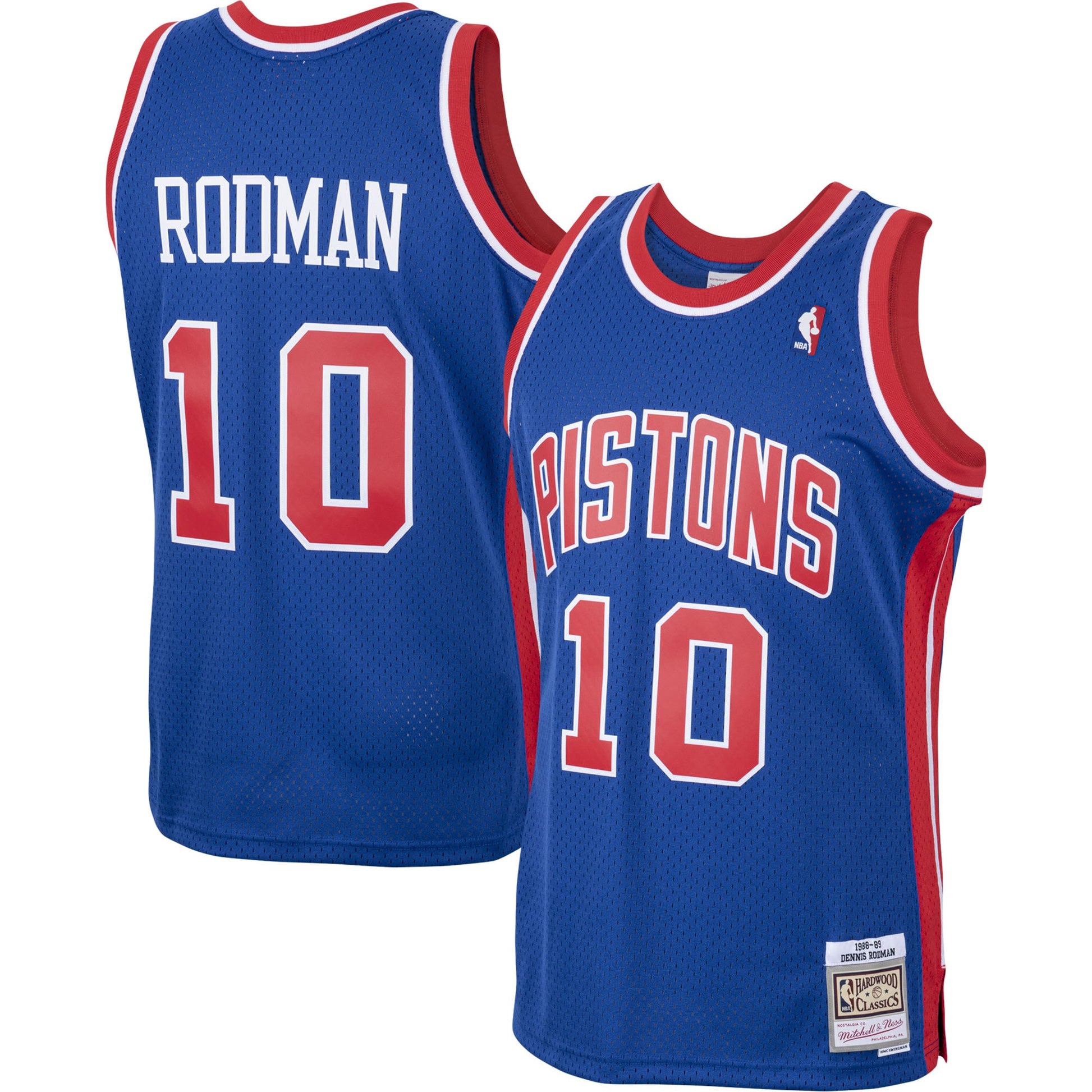 Men's Detroit Pistons Dennis Rodman Mitchell & Ness Royal 1988/89 Hardwood Classics Swingman Jersey