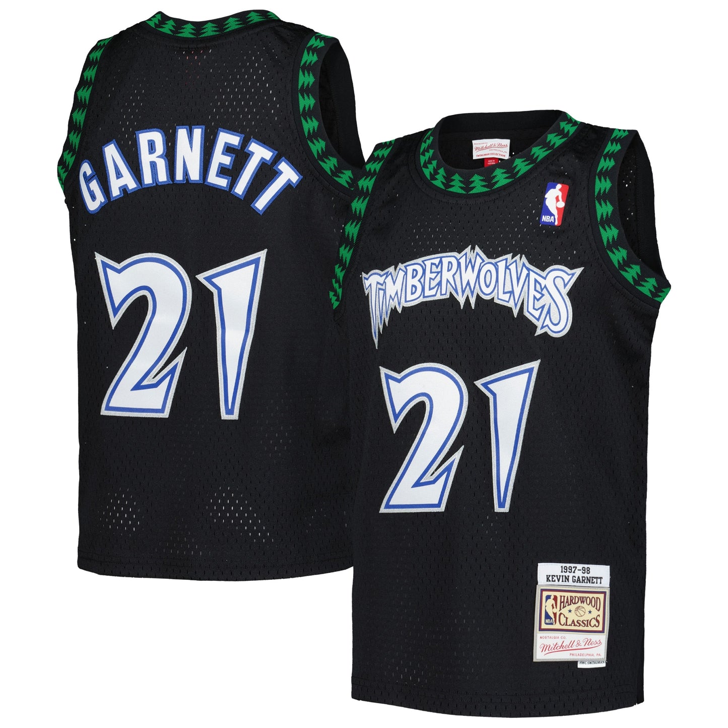 Youth Minnesota Timberwolves Kevin Garnett Mitchell & Ness Black 1997/98 Hardwood Classics Swingman Jersey
