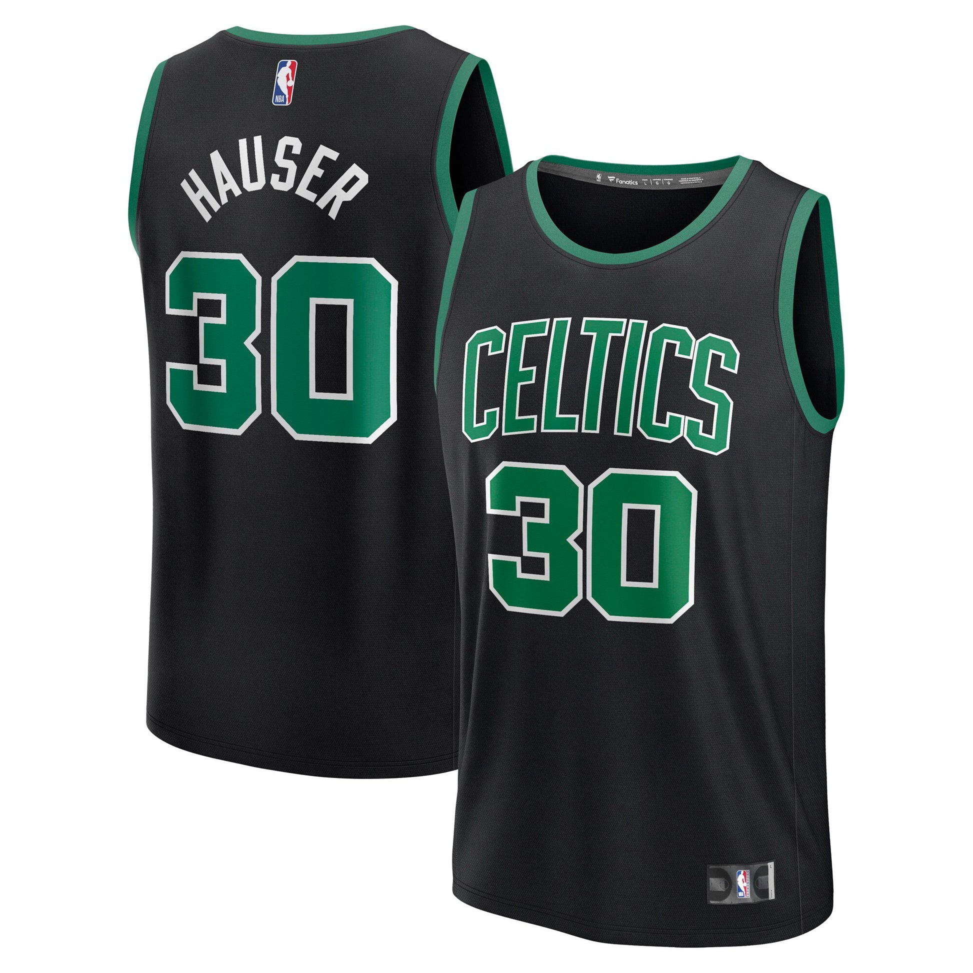 Men's Boston Celtics Sam Hauser Fanatics Black Fast Break Replica Player Jersey - Statement Edition
