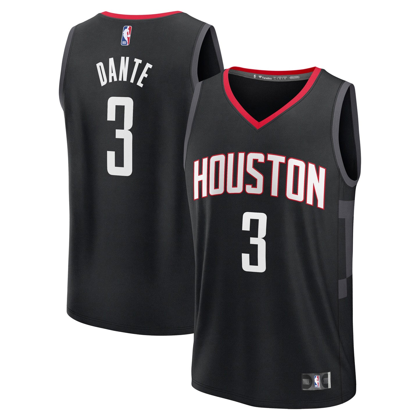 Men's Houston Rockets N'Faly Dante Fanatics Black Fast Break Replica Player Jersey - Statement Edition