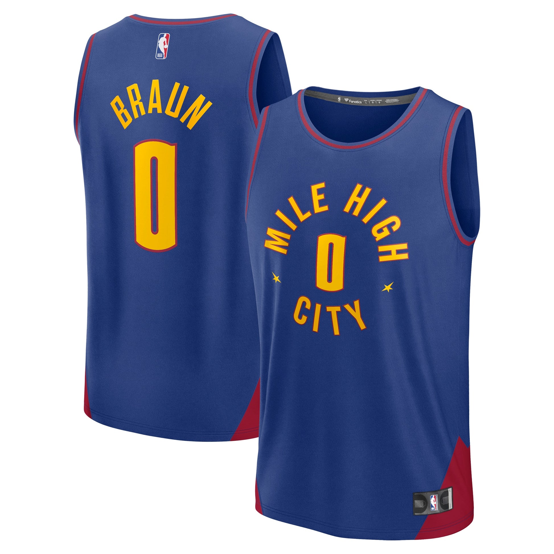 Men's Denver Nuggets Christian Braun Fanatics Blue Fast Break Replica Player Jersey - Statement Edition