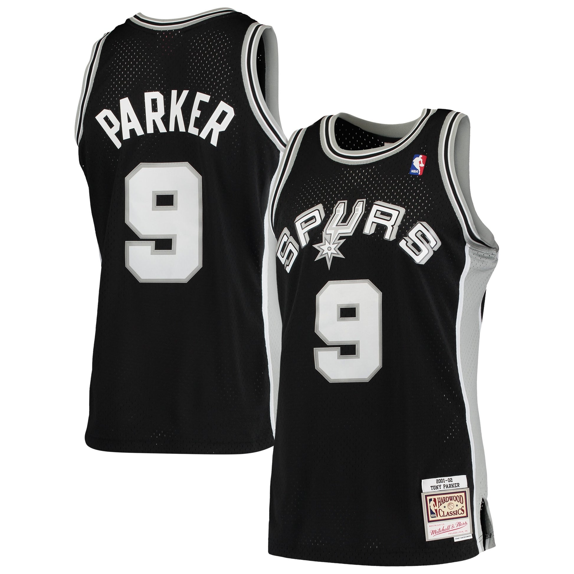 Men's San Antonio Spurs Tony Parker Mitchell & Ness Black Hardwood Classics Swingman Jersey