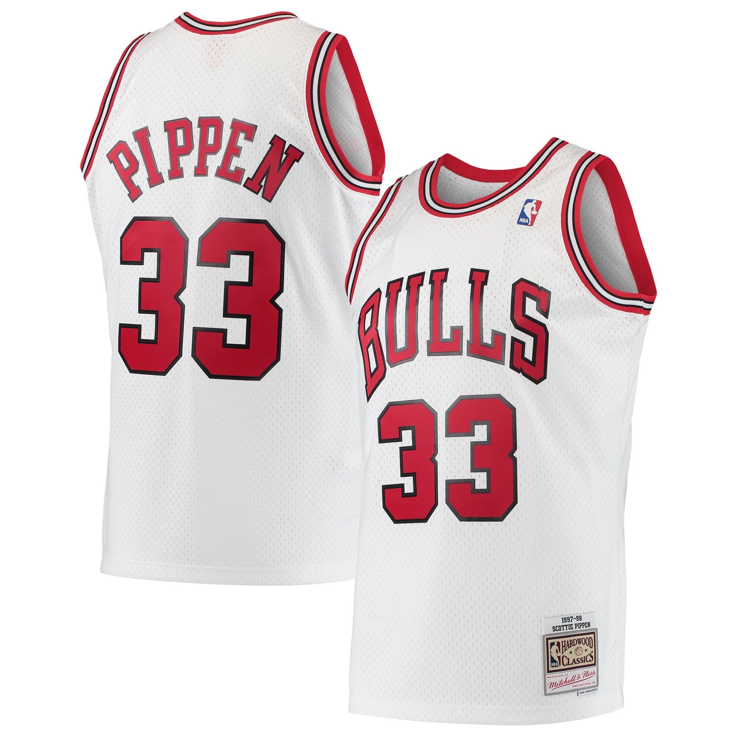 Men's Chicago Bulls Scottie Pippen Mitchell & Ness White Hardwood Classics Swingman Jersey