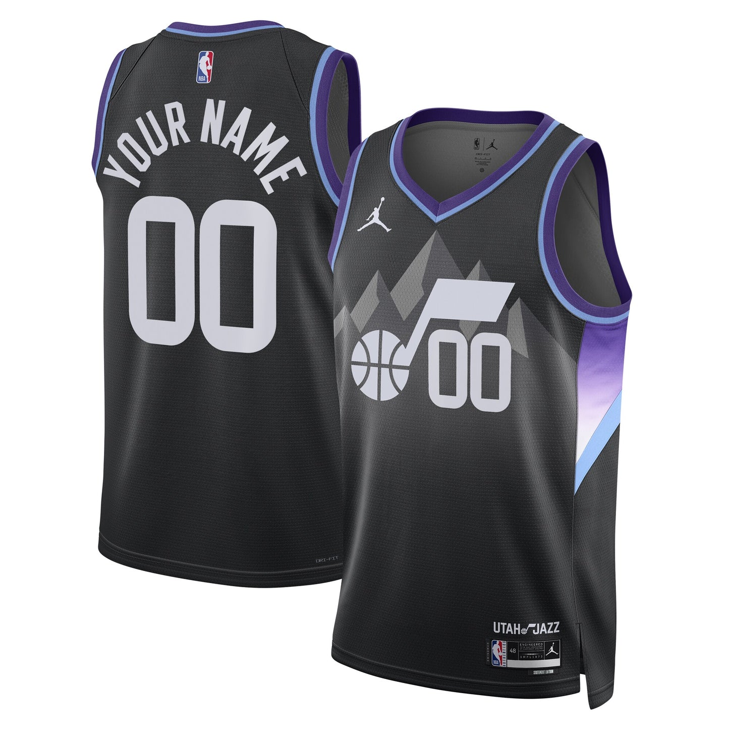 Unisex Utah Jazz  Jordan Brand Black 2024/25 Custom Swingman Jersey - Statement Edition