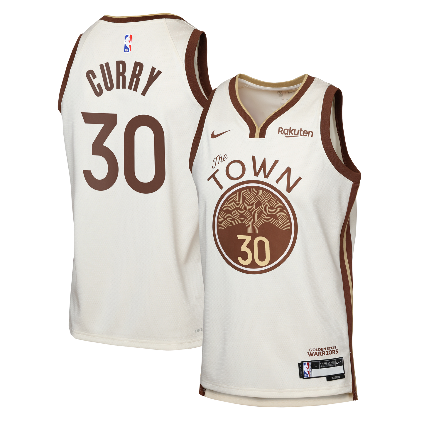 Youth Golden State Warriors Stephen Curry Nike Tan Swingman Finished Badge Player Jersey - City Edition