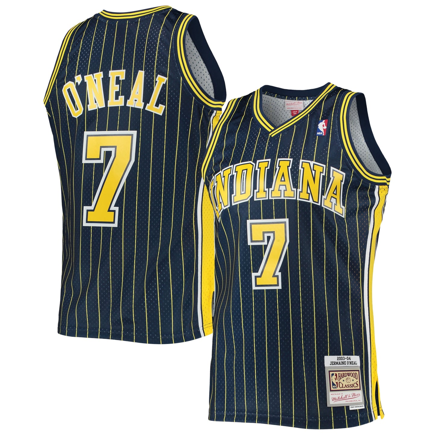 Men's Indiana Pacers Jermaine O'Neal Mitchell & Ness Navy 2003/04 Hardwood Classics Swingman Jersey
