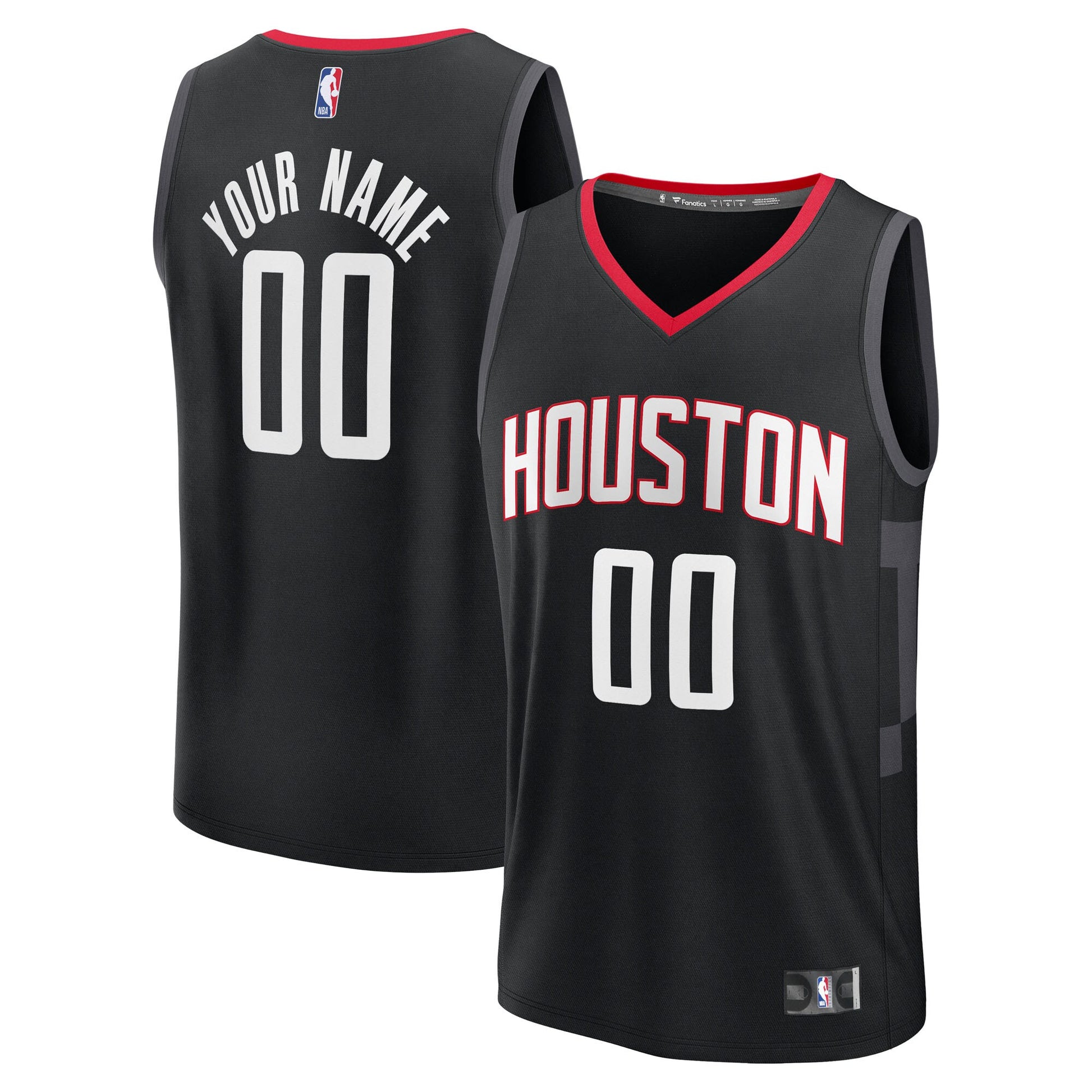 Youth Houston Rockets Fanatics Black Fast Break Custom Jersey - Statement Edition