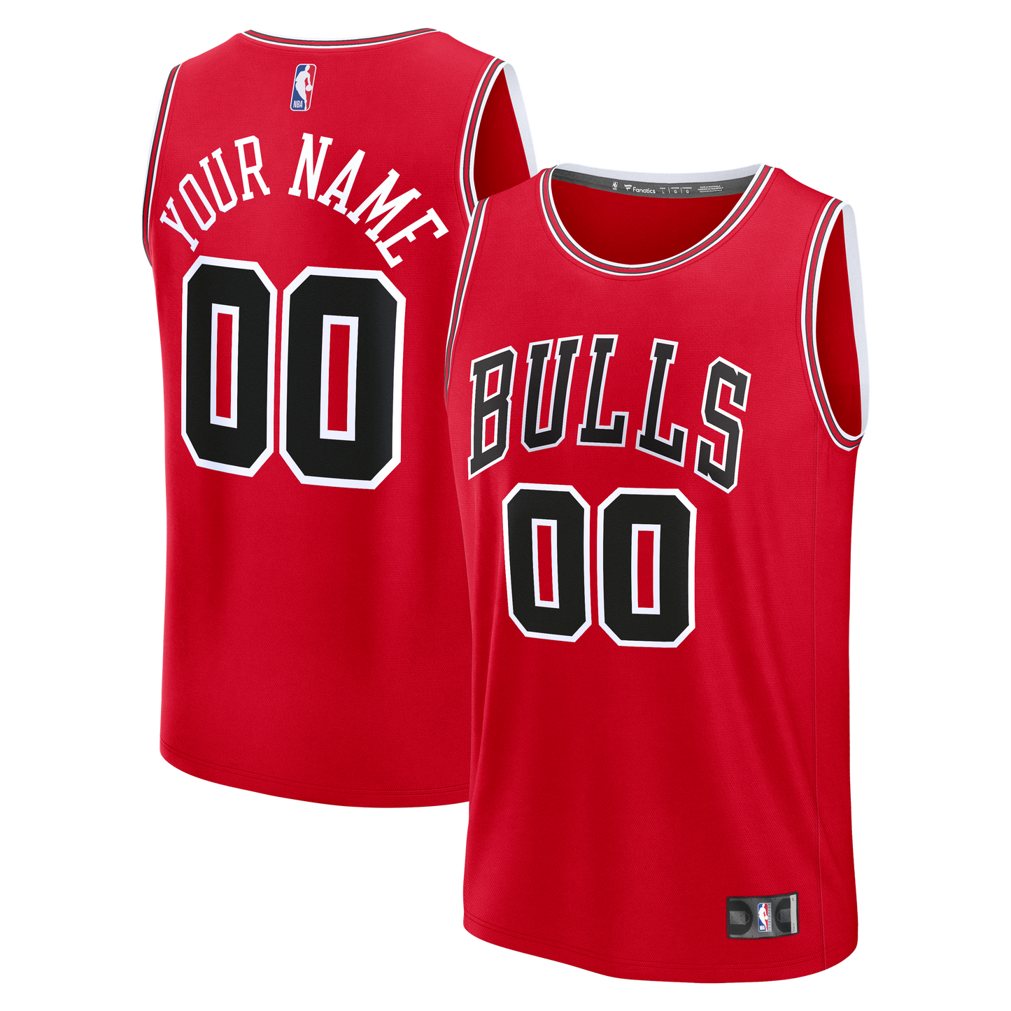Men's Chicago Bulls  Fanatics Red Fast Break Custom Jersey - Icon Edition