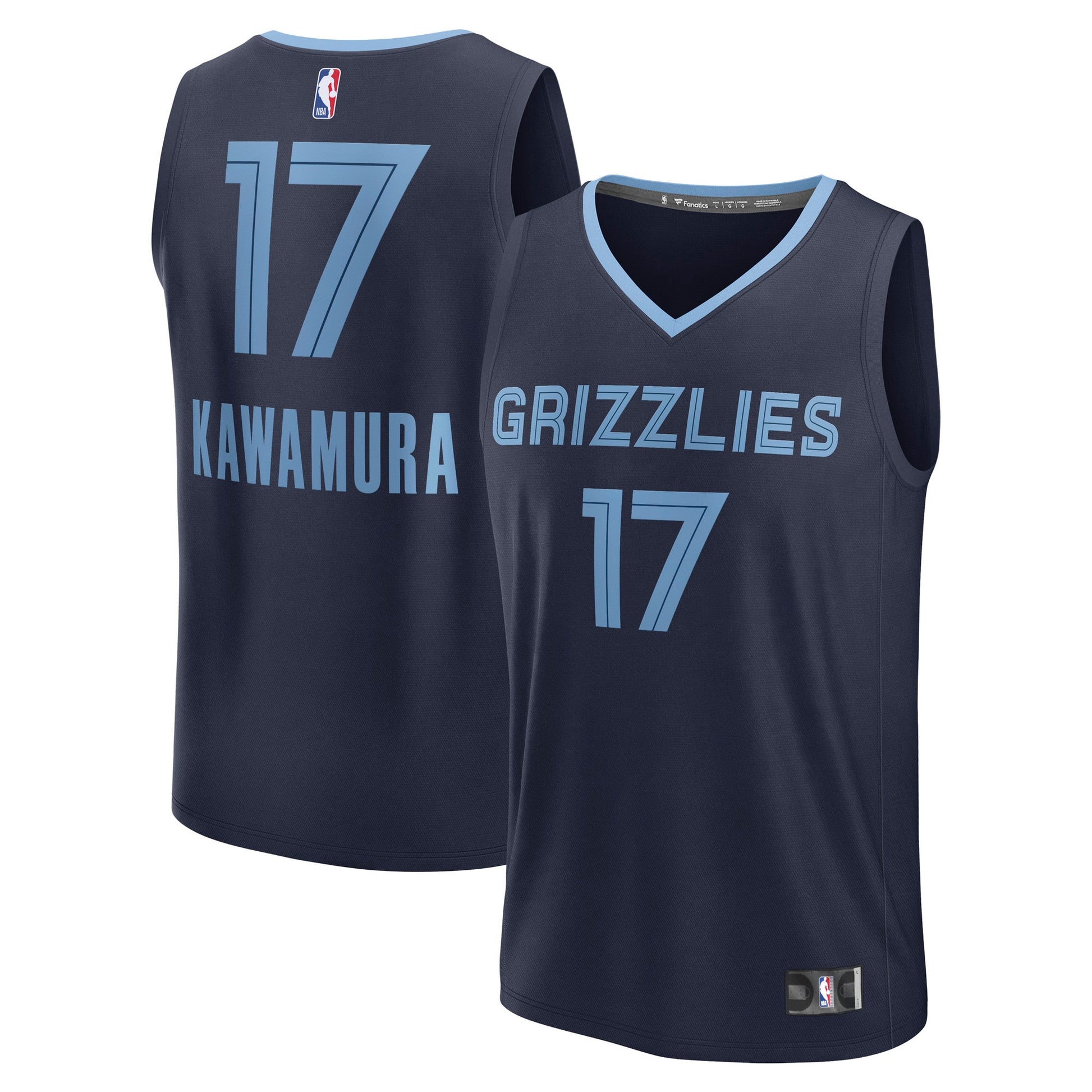 Men's Memphis Grizzlies Yuki Kawamura Fanatics Navy Fast Break Replica Player Jersey - Icon Edition