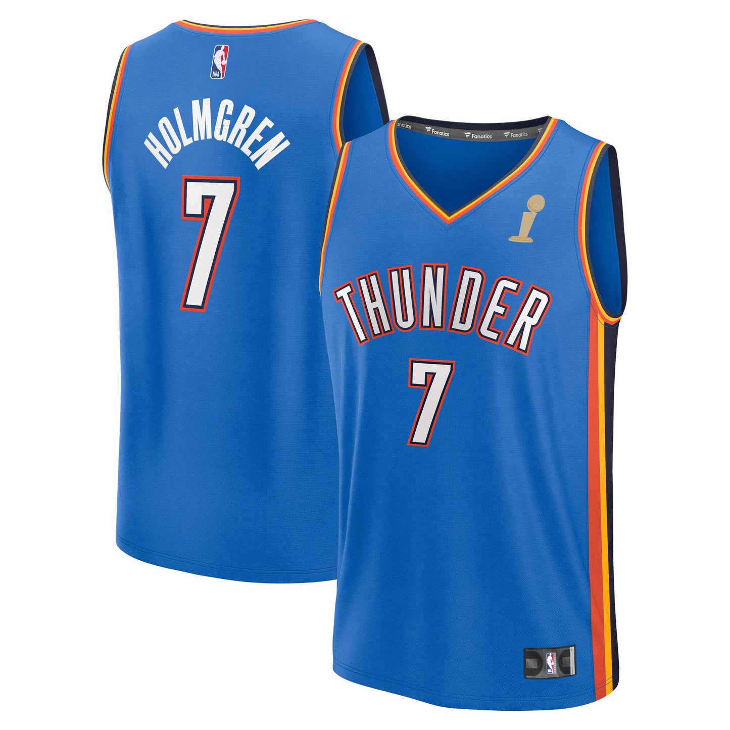 Youth Oklahoma City Thunder Chet Holmgren Fanatics Blue 2025 NBA Finals Champions Fast Break Replica Player Jersey - Icon Edition