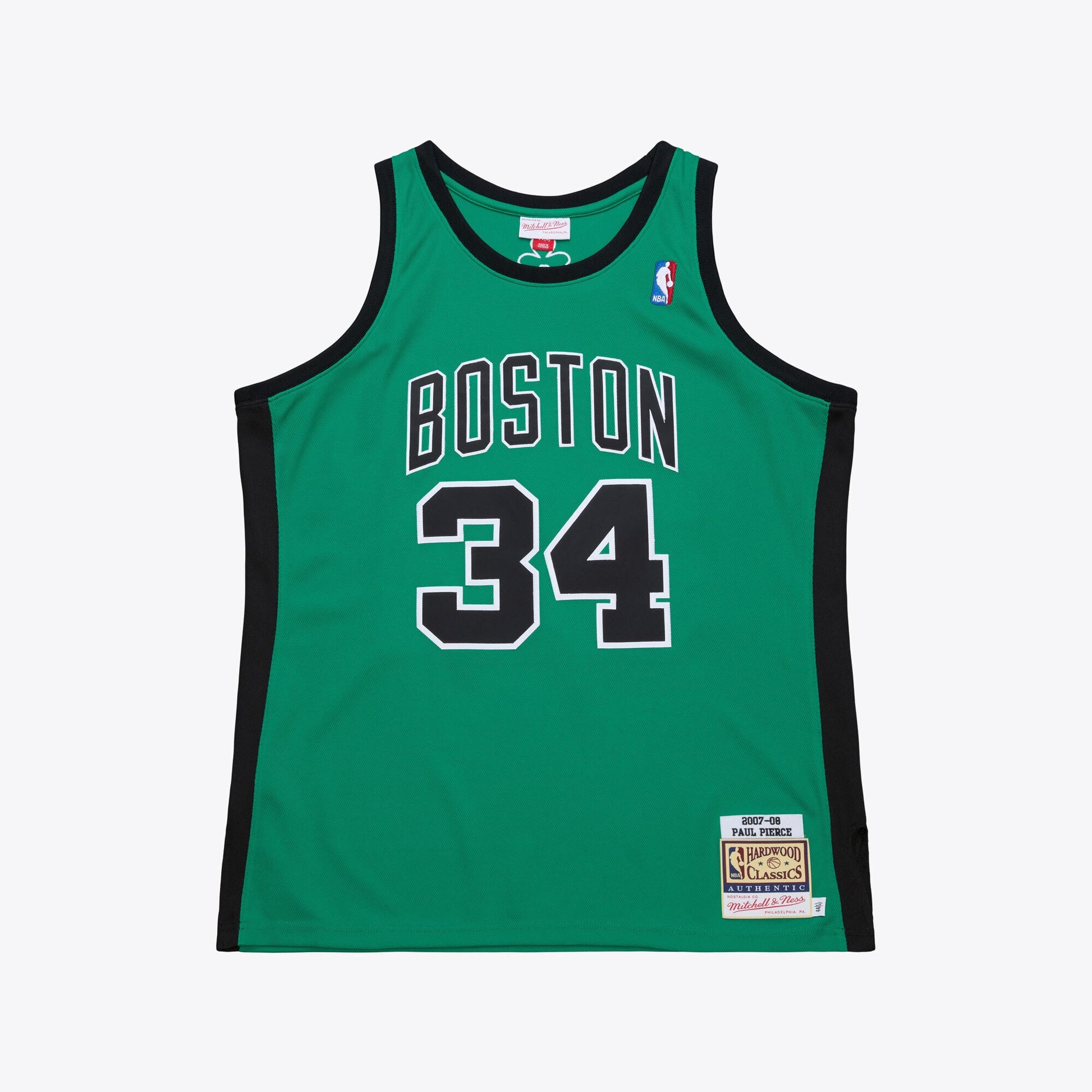 Men's Boston Celtics Paul Pierce Mitchell & Ness Kelly Green 2007-08 Hardwood Classics Authentic Jersey