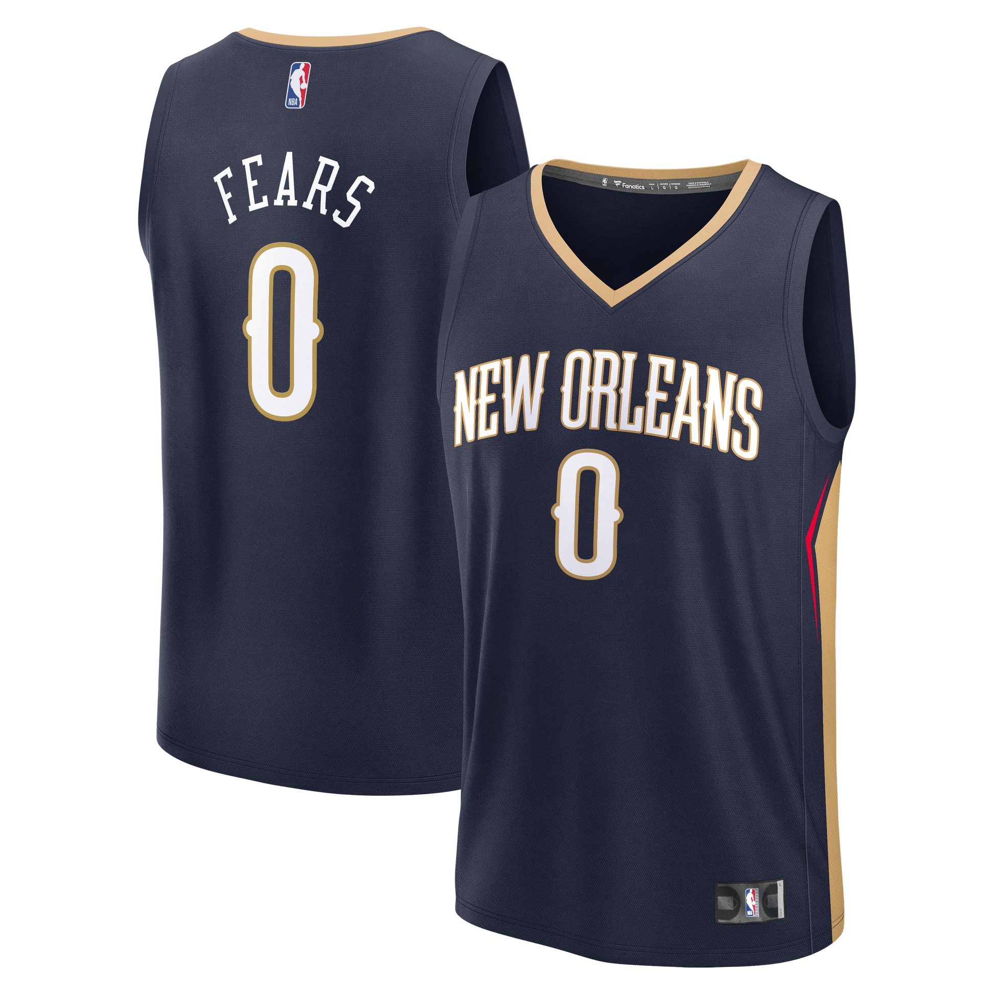 Men's New Orleans Pelicans Jeremiah Fears Fanatics Navy Fast Break Replica Jersey - Icon Edition