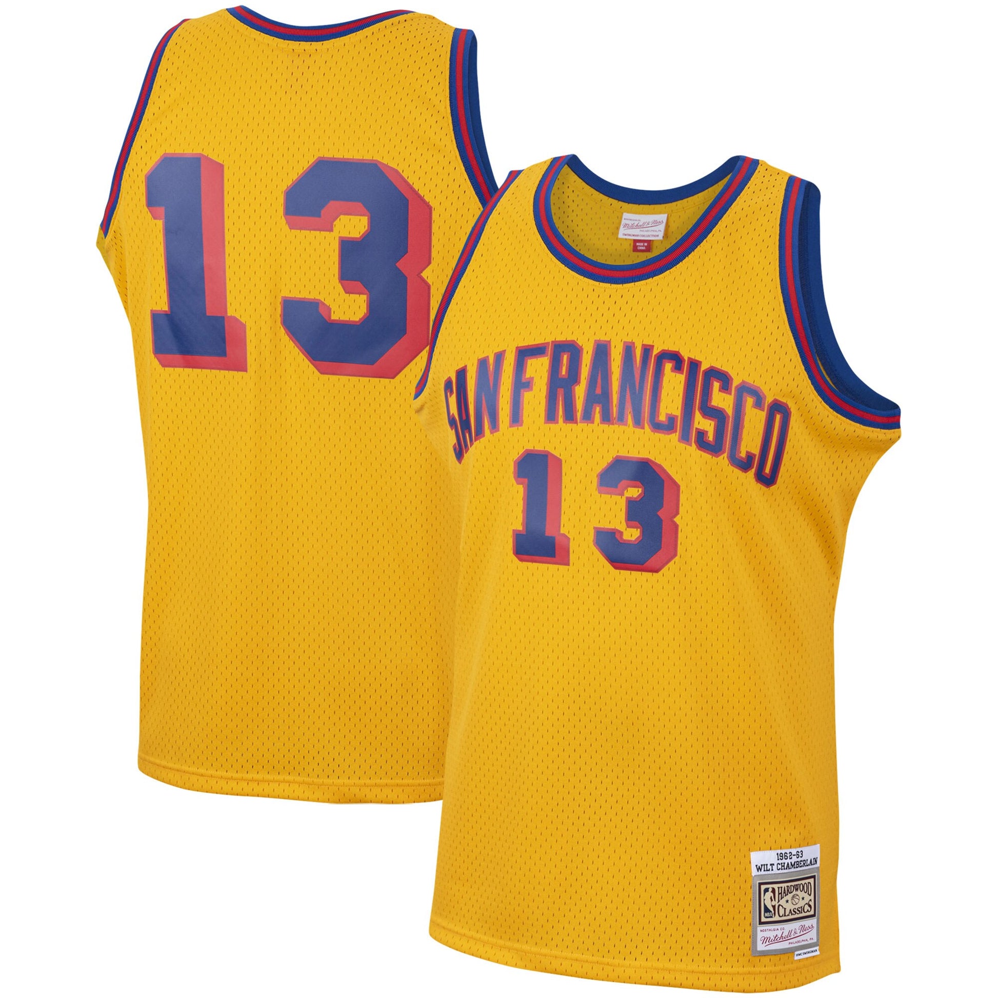 Men's San Francisco Warriors Wilt Chamberlain Mitchell & Ness Gold 1962/63 Hardwood Classics Swingman Jersey