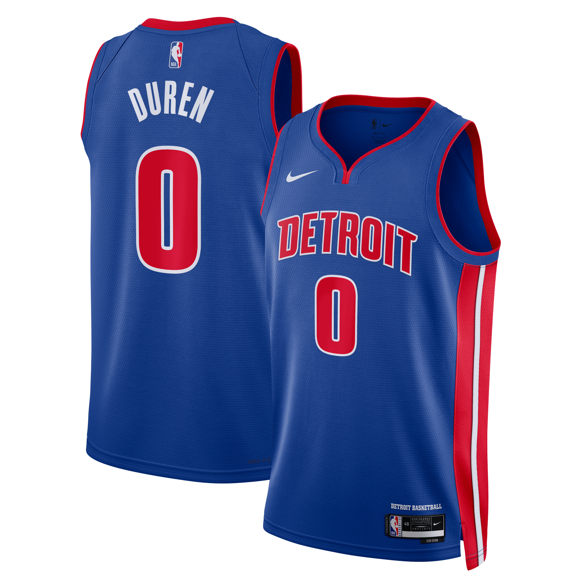 Unisex Detroit Pistons Jalen Duren Nike Blue Swingman Jersey - Icon Edition