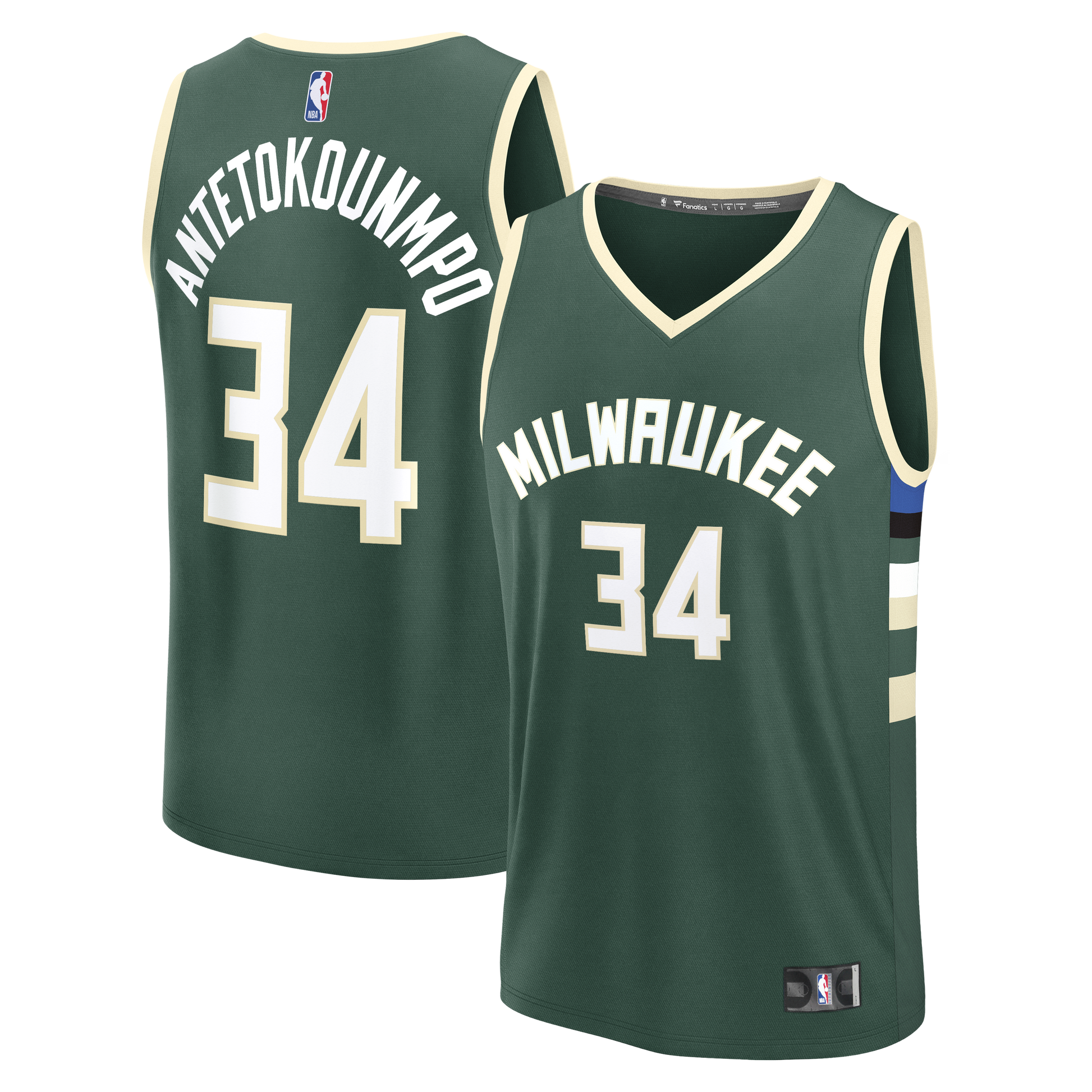 Youth Milwaukee Bucks Giannis Antetokounmpo Fanatics Hunter Green Fast Break Replica Player Jersey - Icon Edition