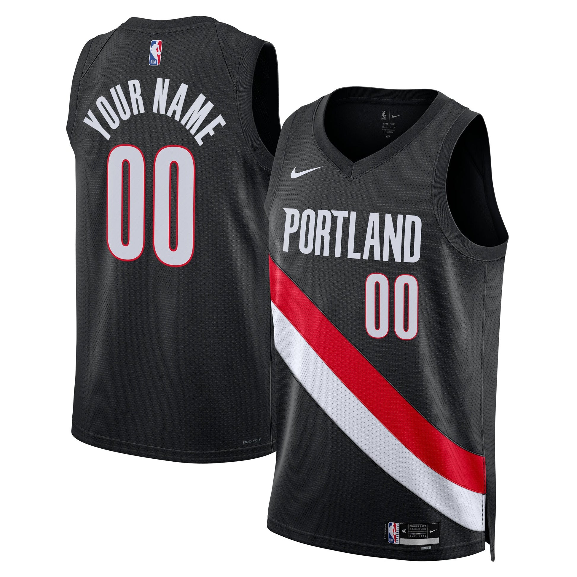 Unisex Portland Trail Blazers Nike Black Swingman Custom Jersey - Icon Edition