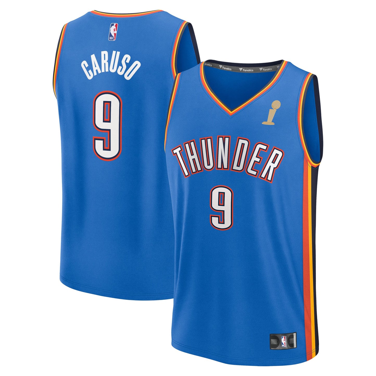 Youth Oklahoma City Thunder Alex Caruso Fanatics Blue 2025 NBA Finals Champions Fast Break Replica Player Jersey - Icon Edition