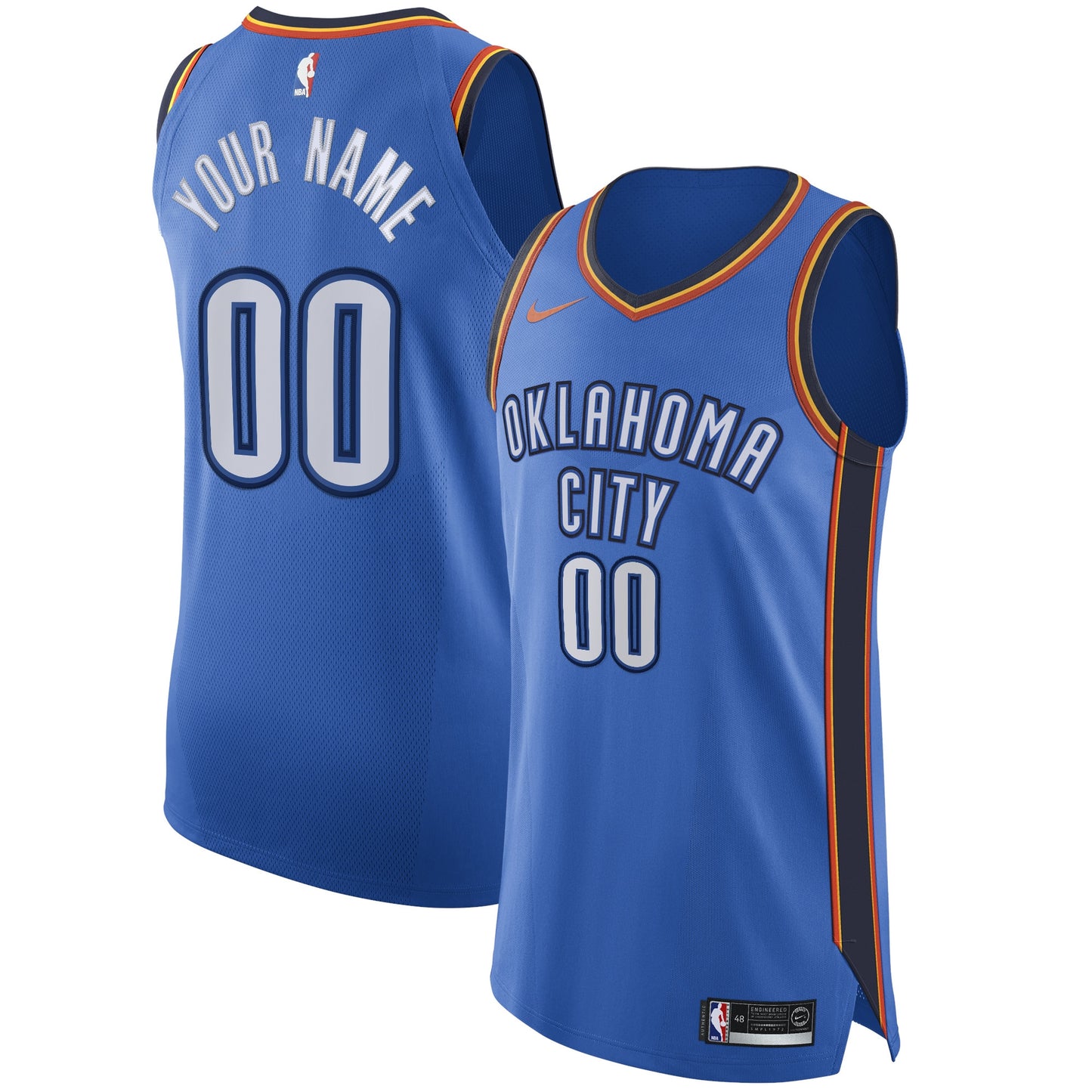 Men's Oklahoma City Thunder Nike Blue Authentic Custom Jersey - Icon Edition