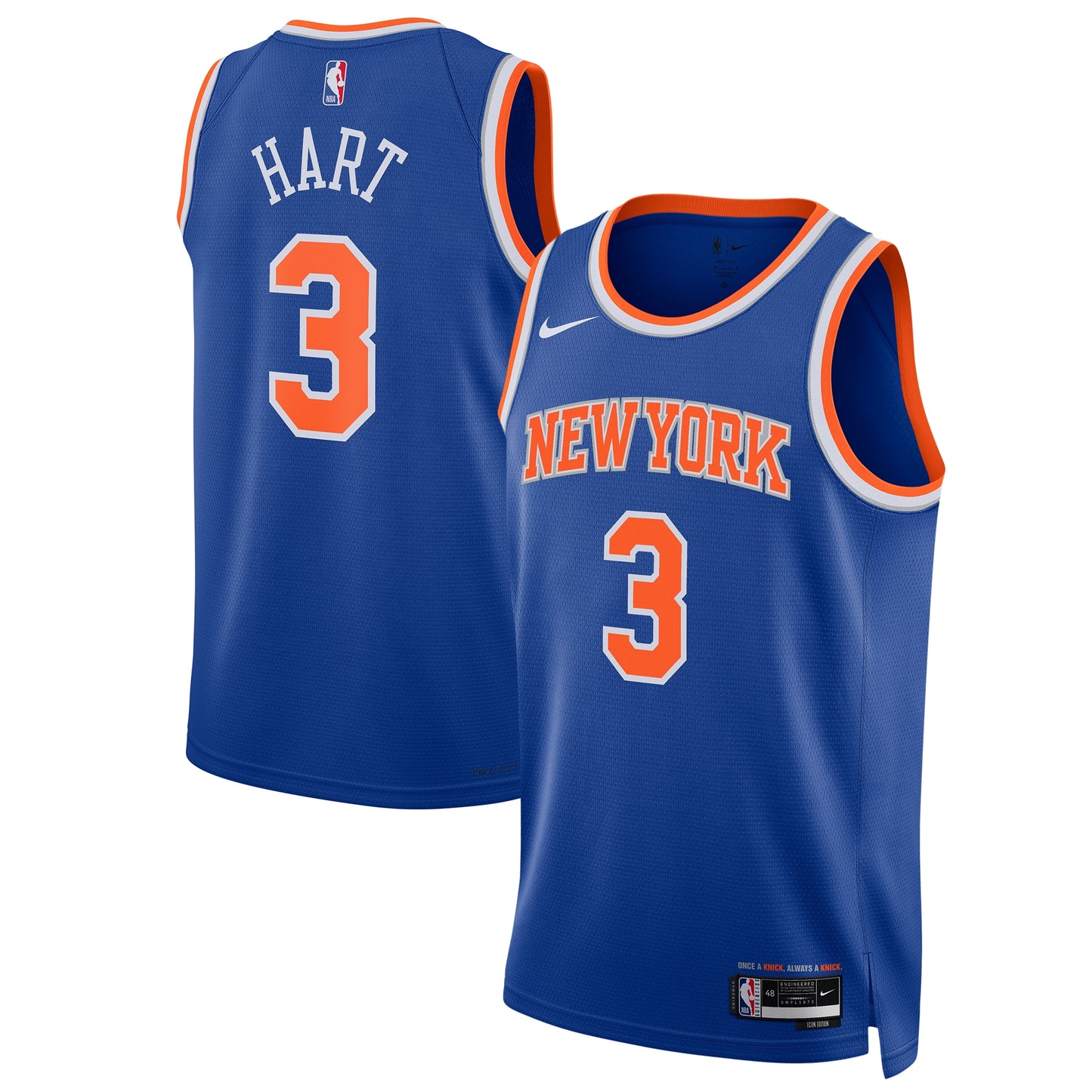 Unisex New York Knicks Josh Hart Nike Blue Swingman Player Jersey - Icon Edition