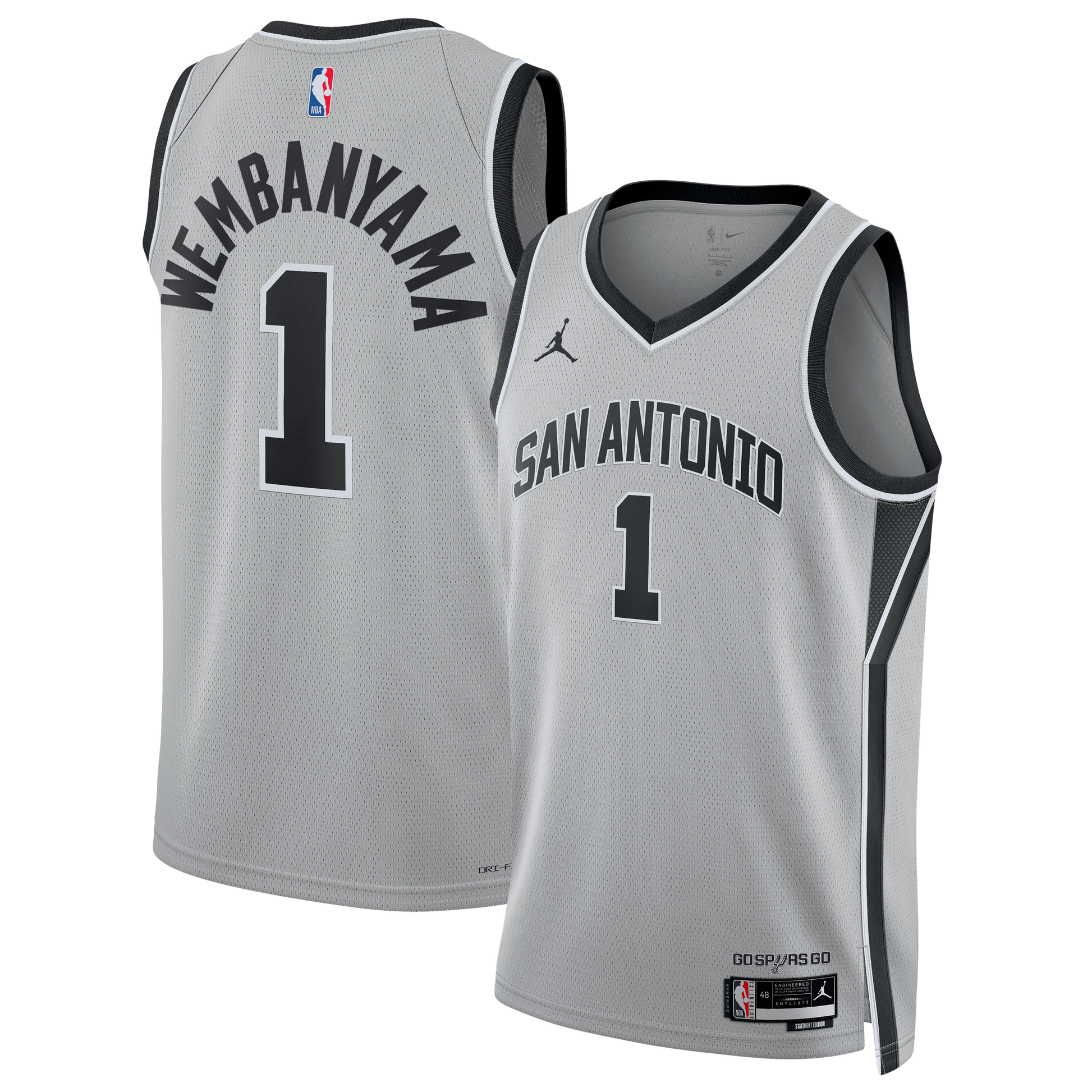 Unisex San Antonio Spurs Victor Wembanyama Jordan Brand Silver Swingman Jersey - Statement Edition
