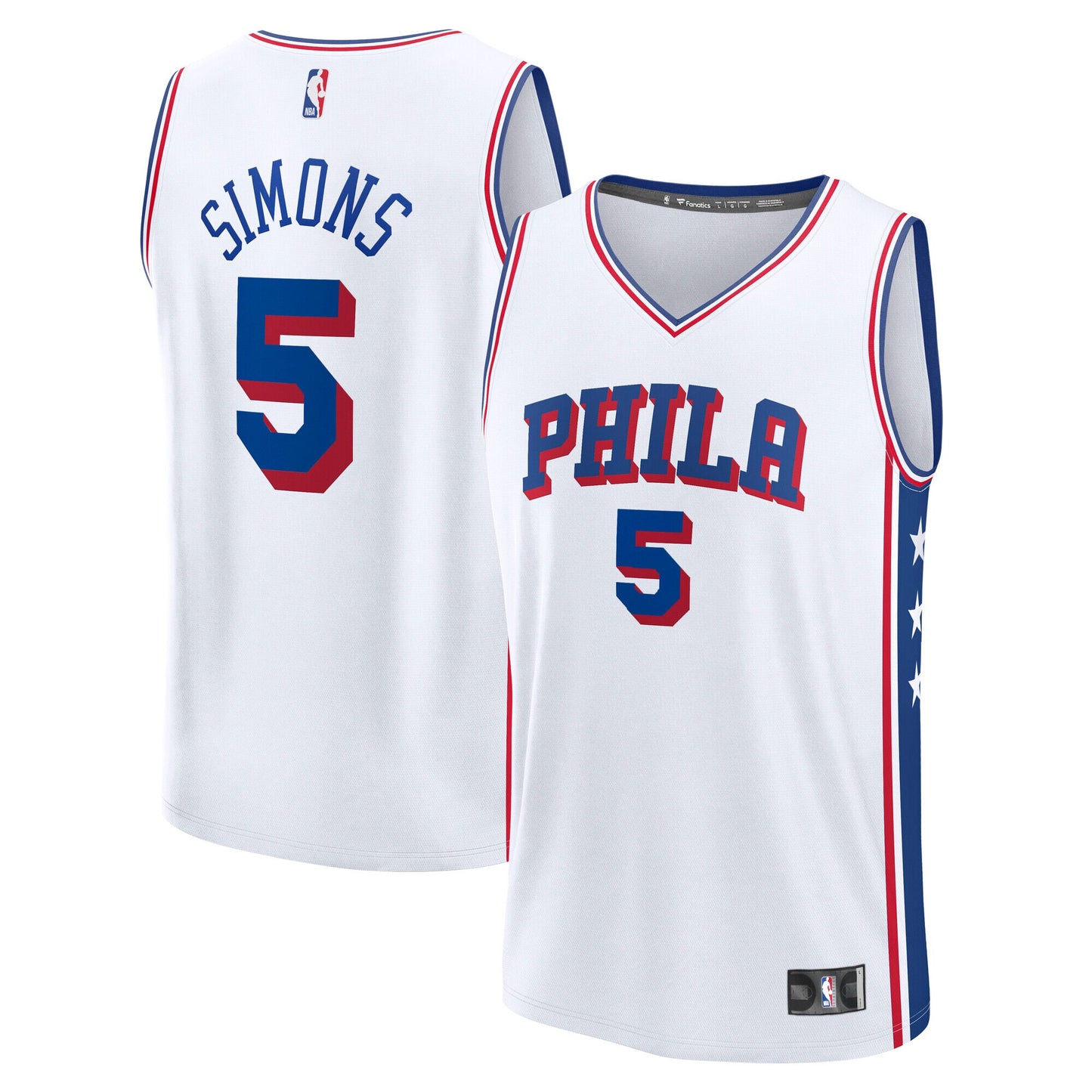 Youth Philadelphia 76ers Anfernee Simons Fanatics White Fast Break Replica Jersey - Association Edition