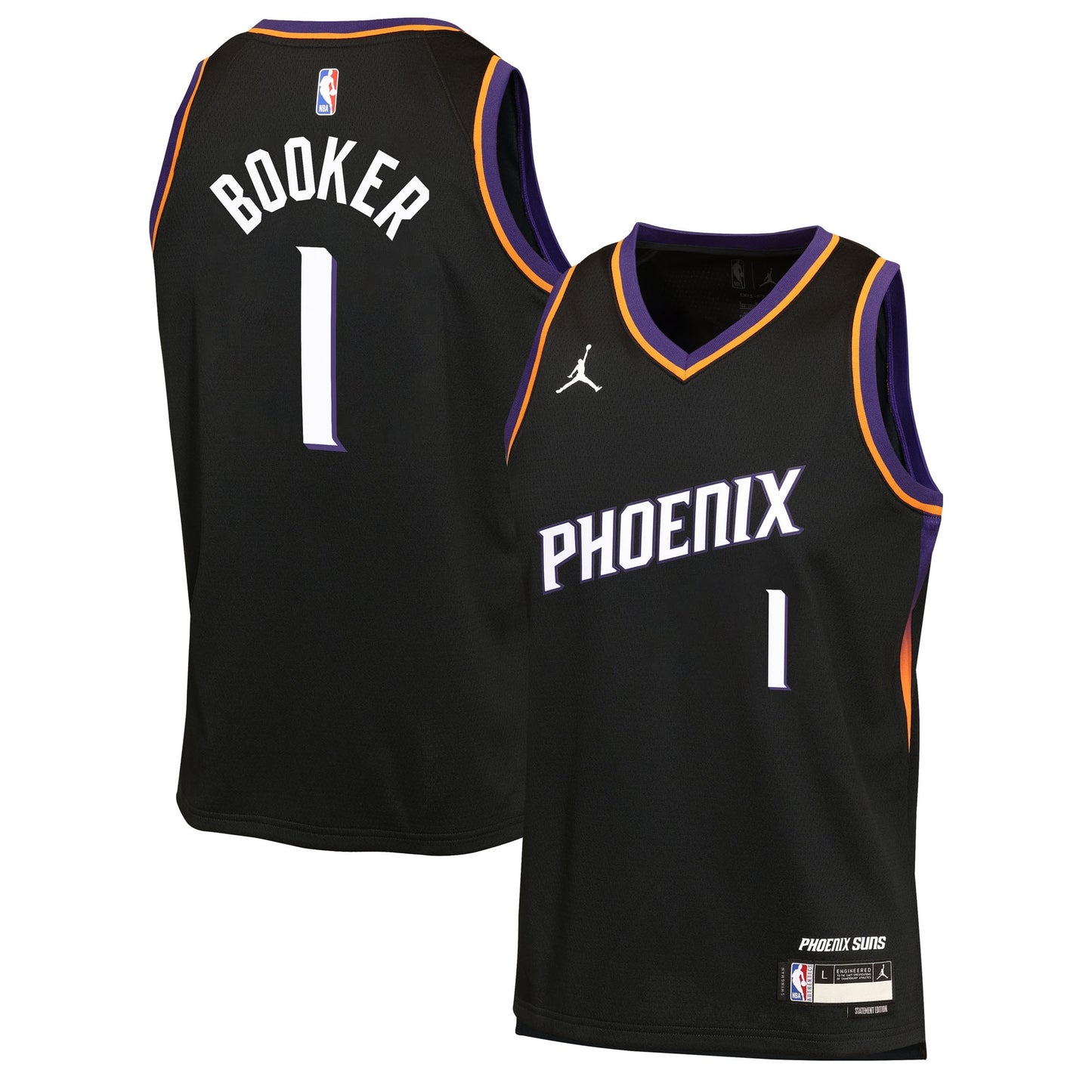 Youth Phoenix Suns Devin Booker Jordan Brand Black Swingman Jersey - Statement Edition