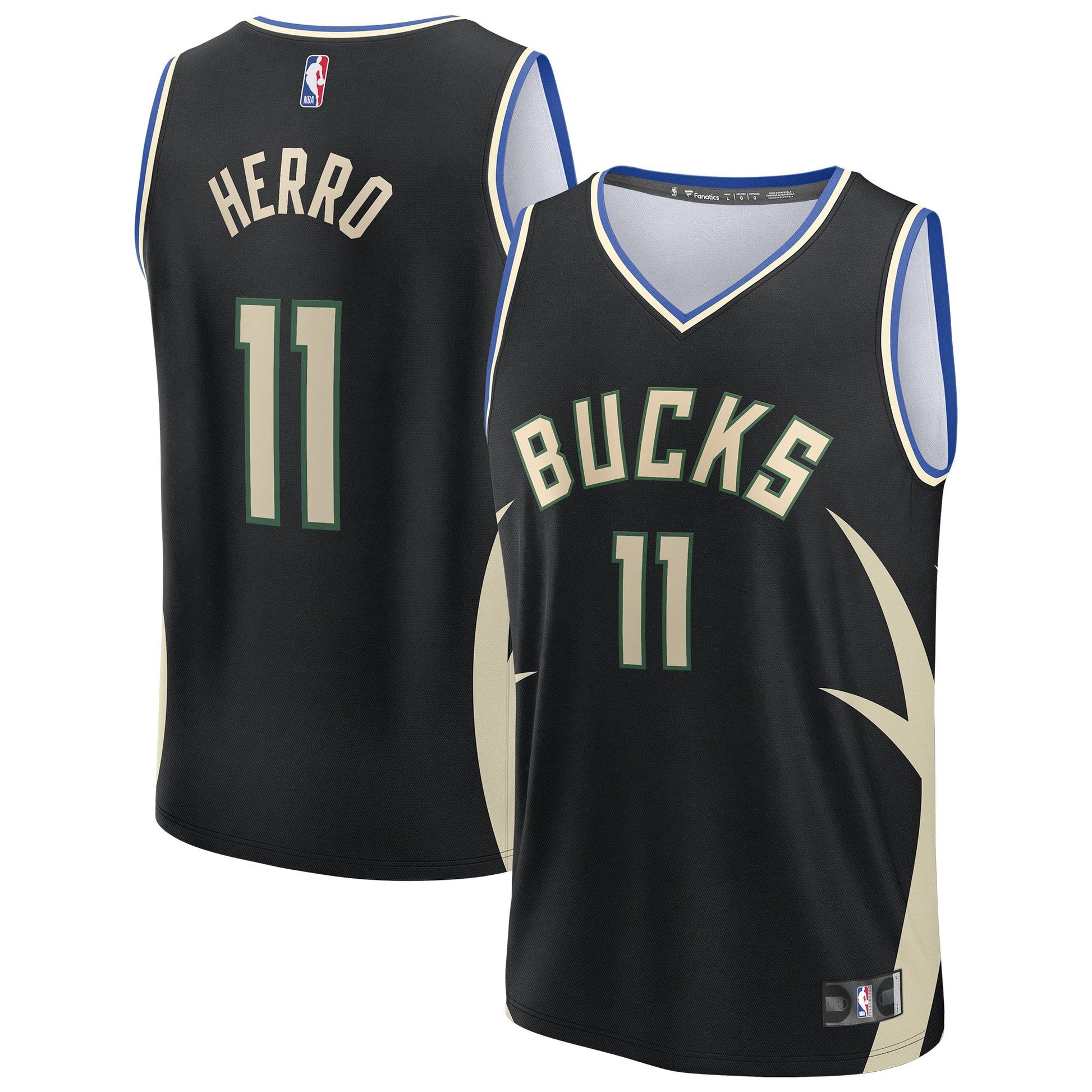 Youth Milwaukee Bucks Tyler Herro Fanatics Black Fast Break Replica Jersey - Statement Edition