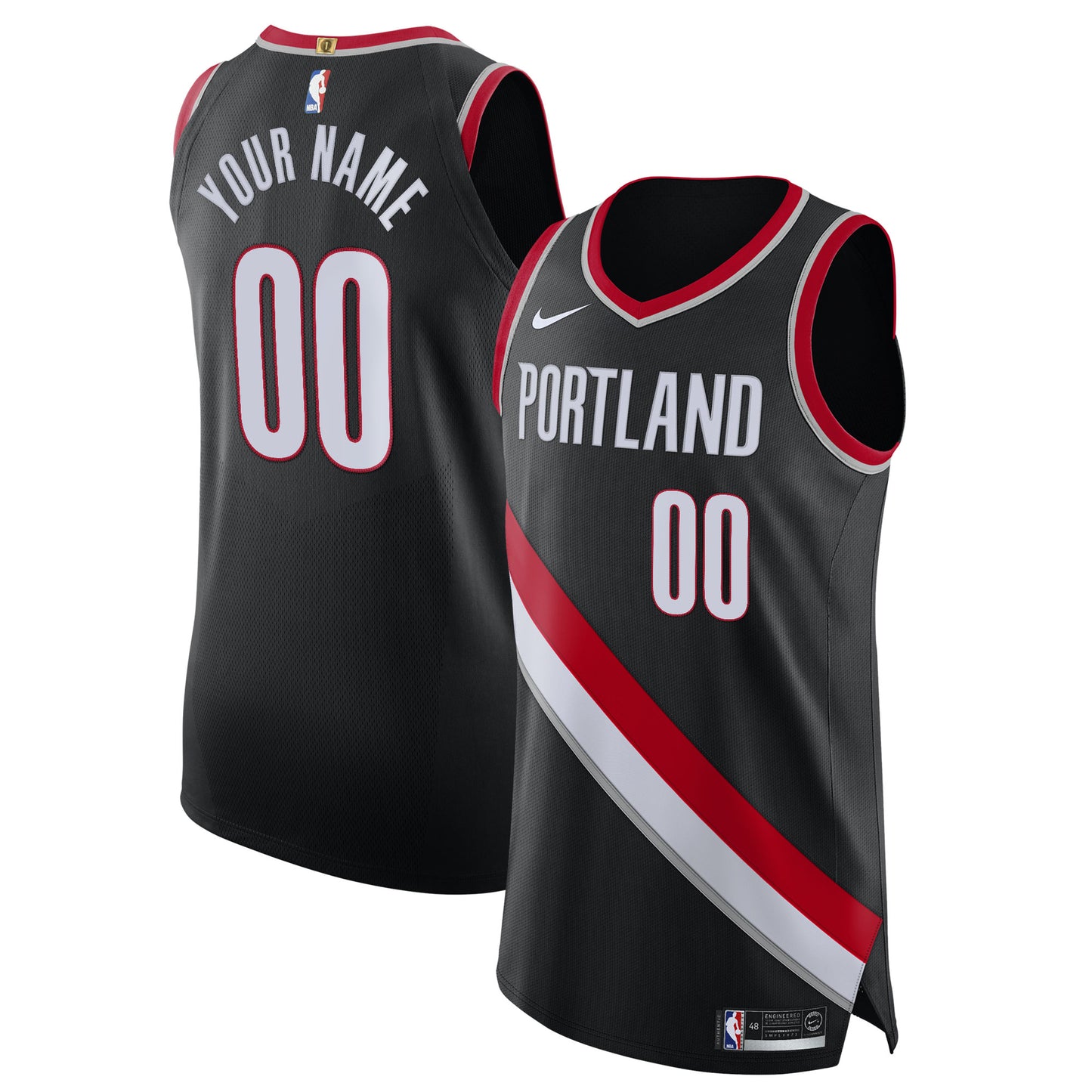 Men's Portland Trail Blazers Nike Black 2020/21 Authentic Custom Jersey - Icon Edition