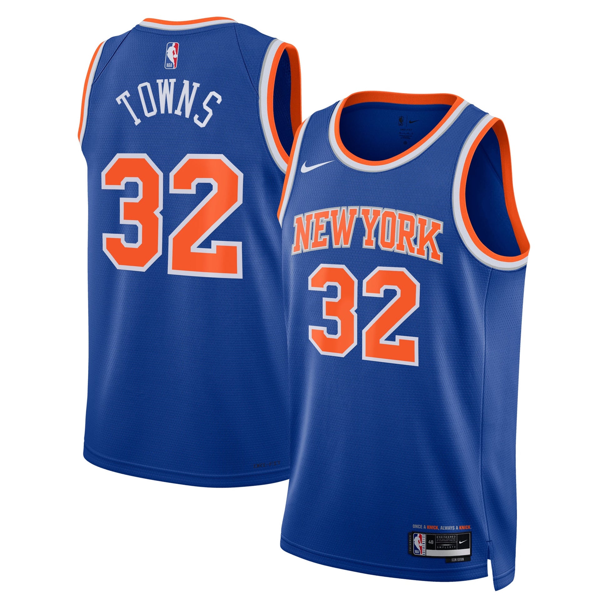 Unisex New York Knicks Karl-Anthony Towns Nike Blue Swingman Jersey - Icon Edition