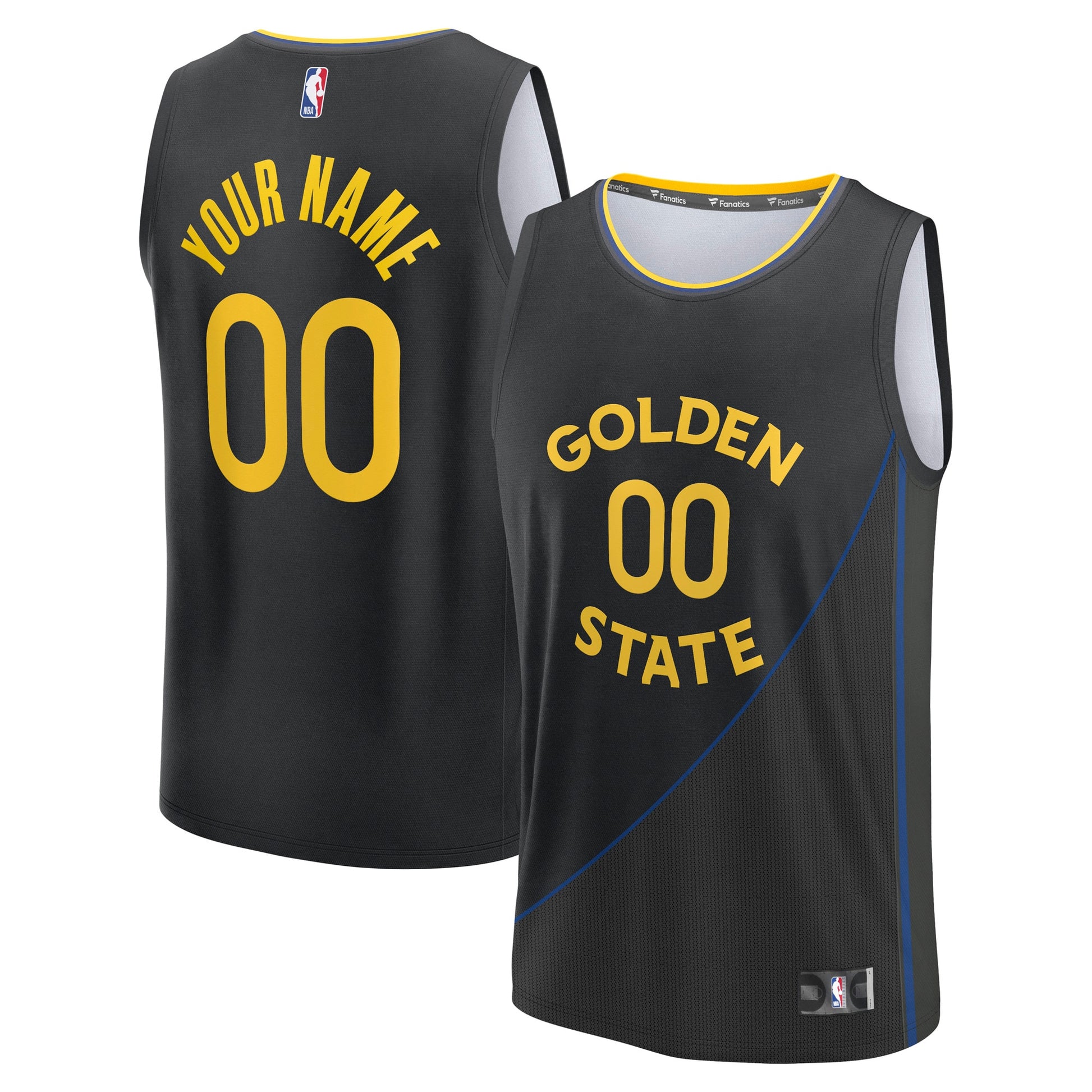 Youth Golden State Warriors Fanatics Black Fast Break Custom Replica Jersey - Statement Edition