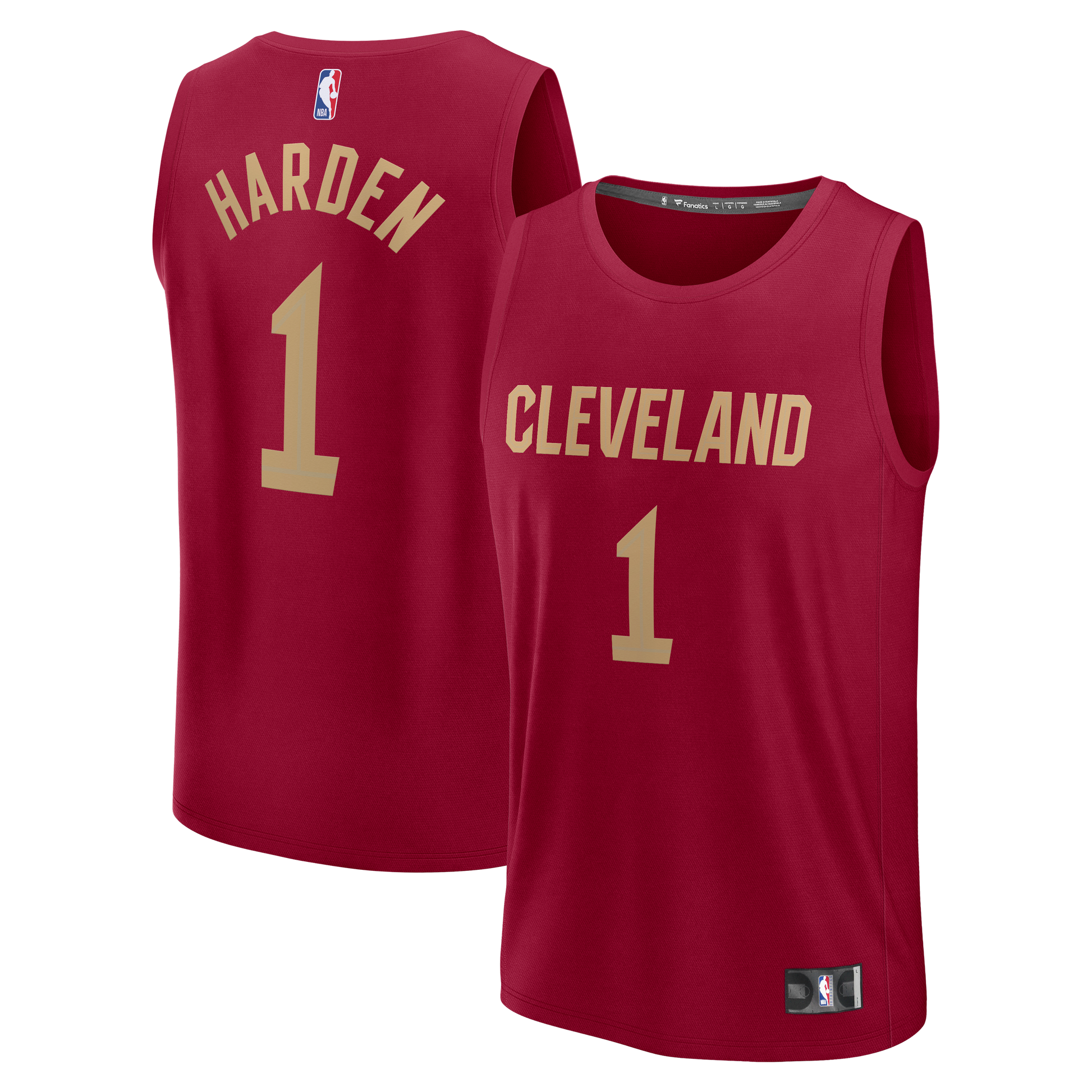 Men's Cleveland Cavaliers James Harden Fanatics Wine Fast Break Replica Jersey - Icon Edition