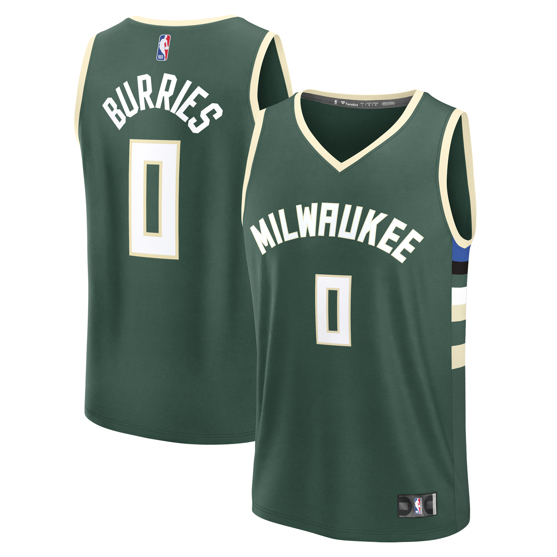 Youth Milwaukee Bucks Brayden Burries Fanatics Hunter Green Fast Break Replica Jersey - Icon Edition