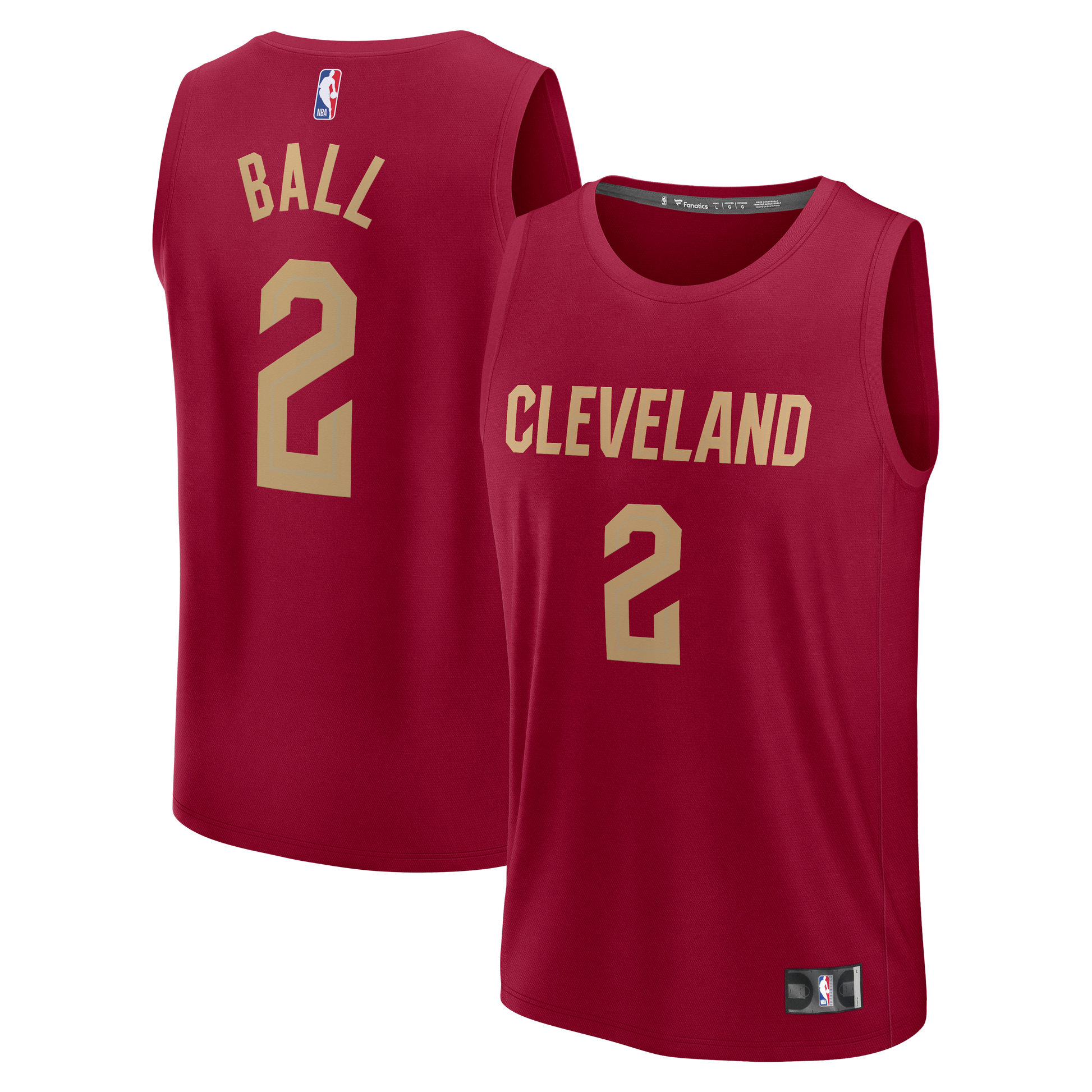 Men's Cleveland Cavaliers Lonzo Ball Fanatics Wine Fast Break Replica Jersey - Icon Edition