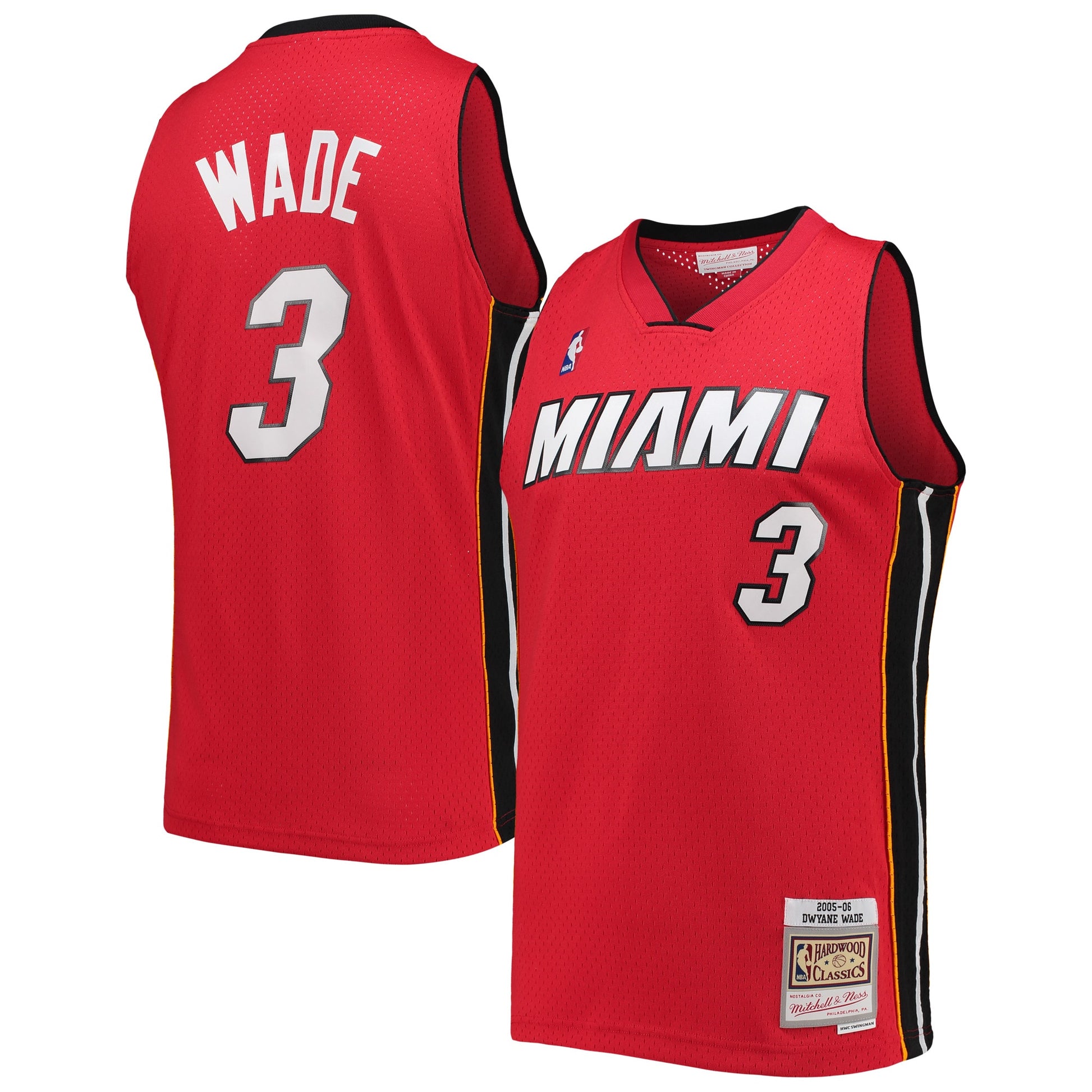 Men's Miami Heat Dwyane Wade Mitchell & Ness Red Hardwood Classics Swingman Jersey
