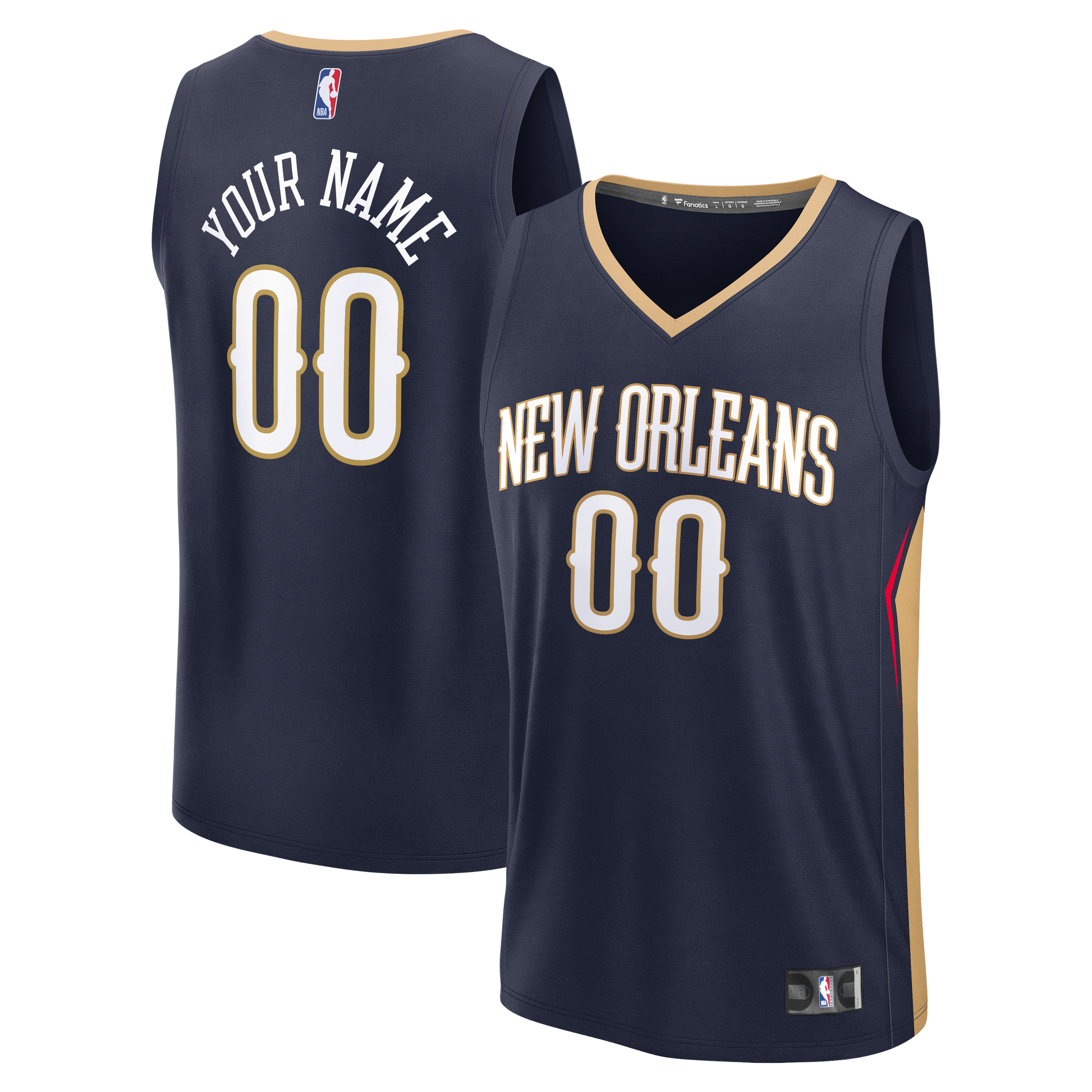 Men's New Orleans Pelicans  Fanatics Navy Fast Break Custom Jersey - Icon Edition