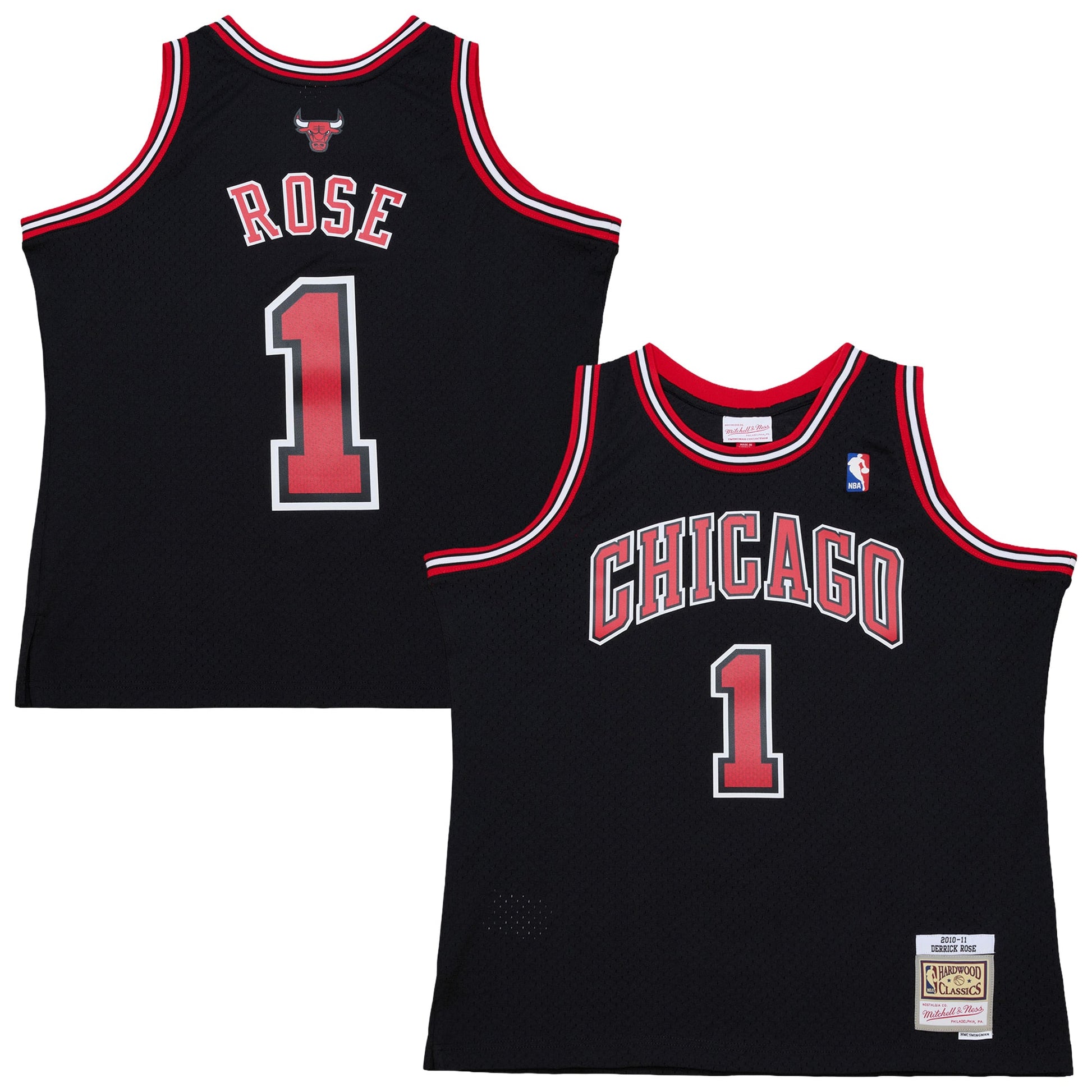 Men's Chicago Bulls Derrick Rose Mitchell & Ness Black Big & Tall 2010/11 Swingman Jersey