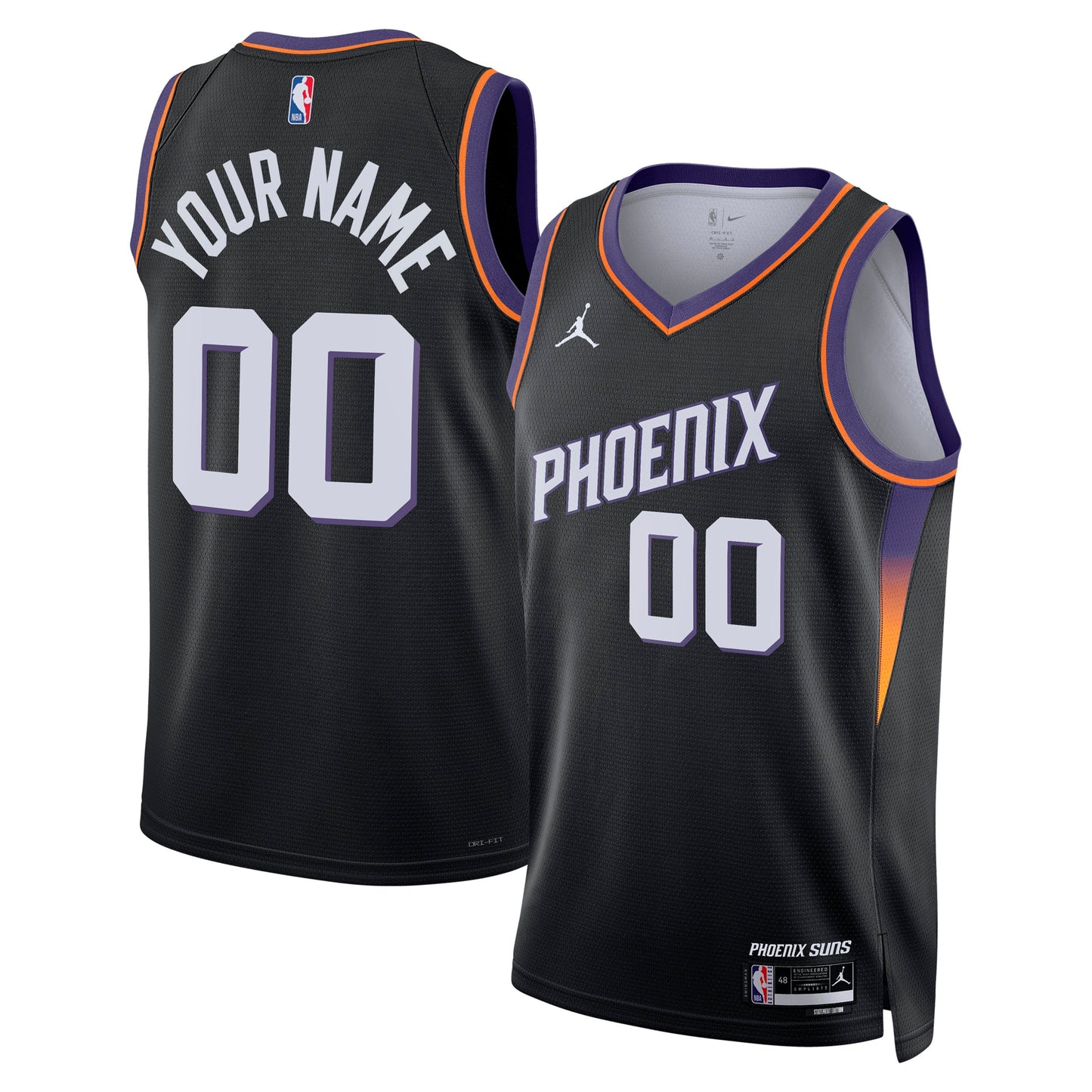 Unisex Phoenix Suns Jordan Brand Black Swingman Custom Jersey - Statement Edition