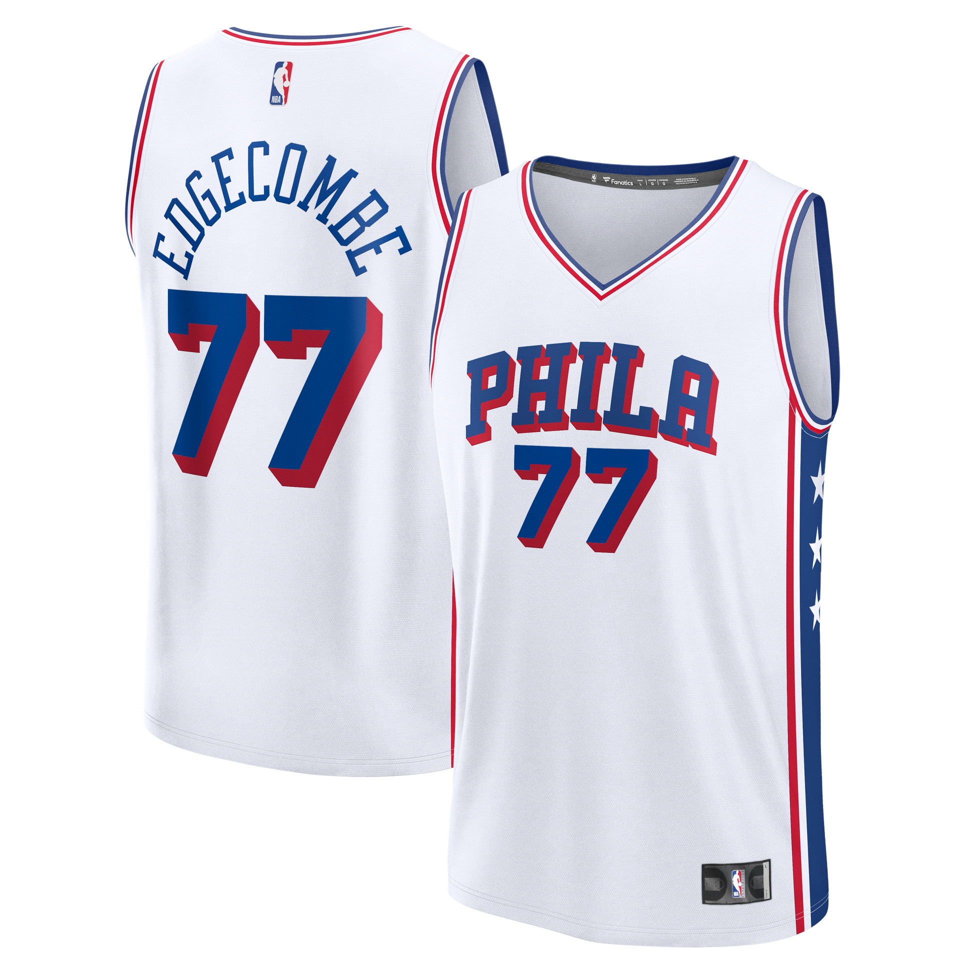 Men's Philadelphia 76ers VJ Edgecombe Fanatics White Fast Break Replica Player Jersey - Association Edition