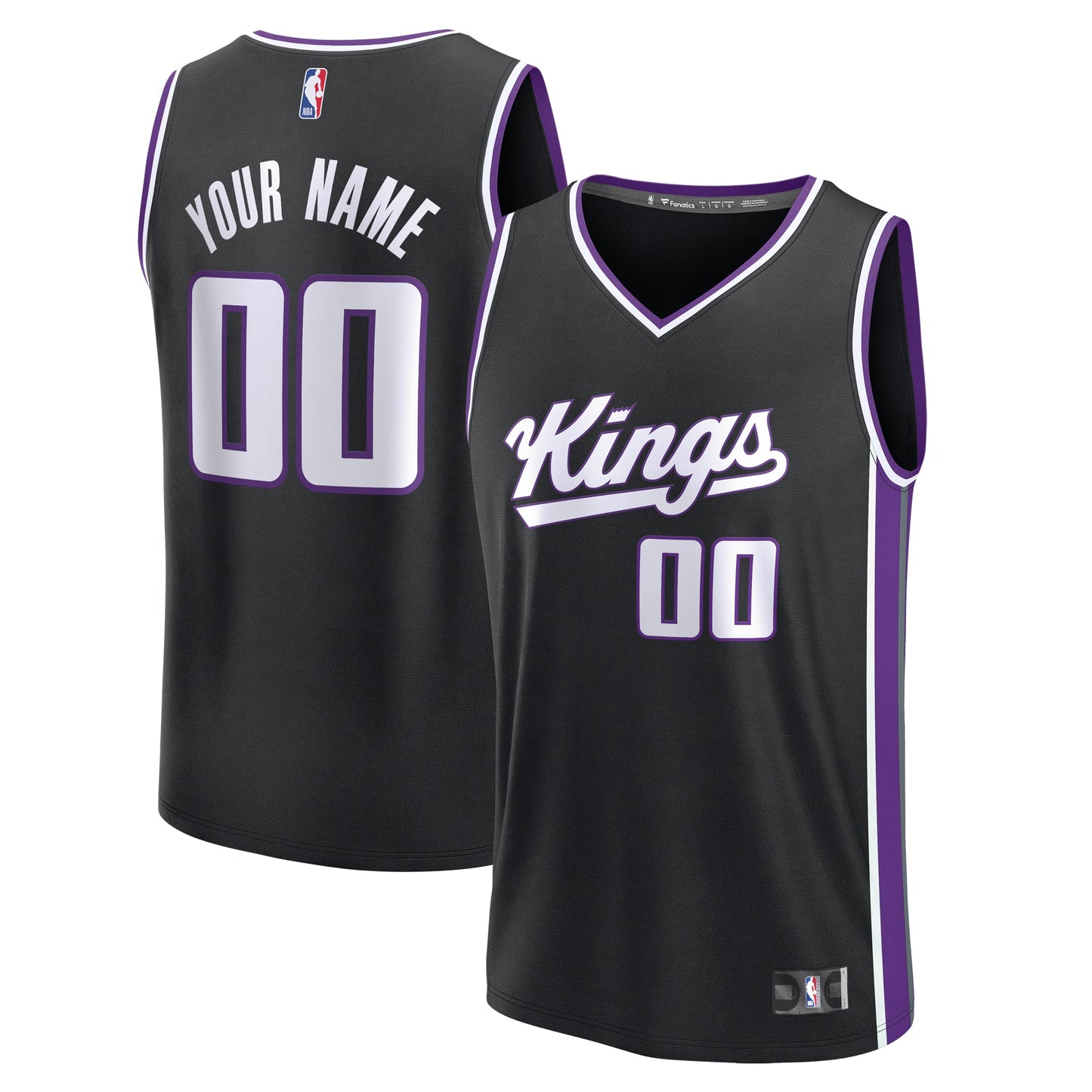 Youth Sacramento Kings Fanatics Black Fast Break Custom Replica Jersey - Icon Edition