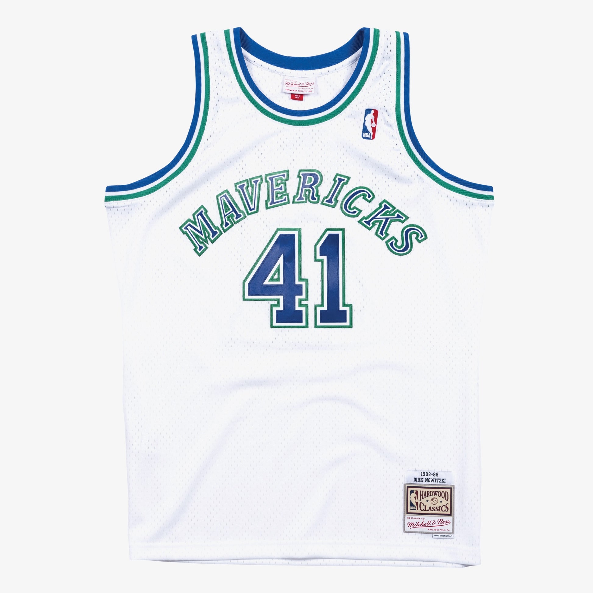 Men's Dallas Mavericks Dirk Nowitzki Mitchell & Ness White 1998-99 Hardwood Classics Swingman Jersey