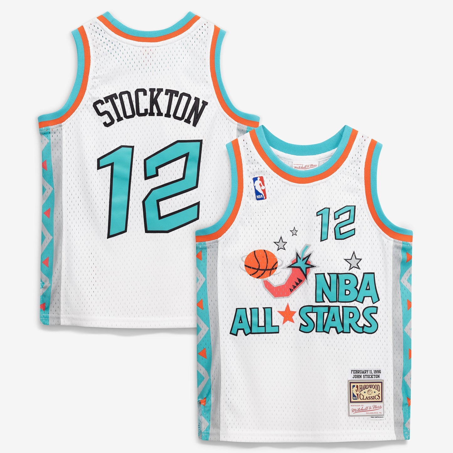 Youth 1996 NBA All-Star Game John Stockton Mitchell & Ness White Hardwood Classics Swingman Jersey