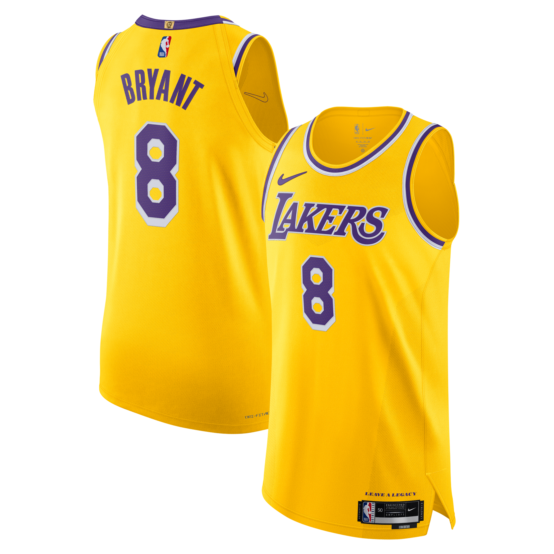 Men's Los Angeles Lakers Kobe Bryant Nike Gold 'Leave A Legacy' Authentic Jersey - Icon Edition
